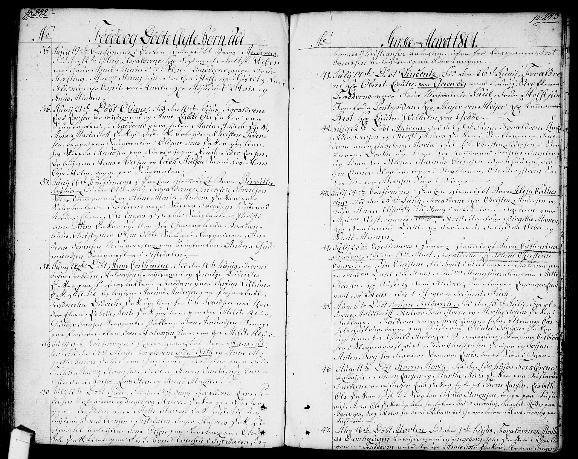 Halden prestekontor Kirkebøker, SAO/A-10909/F/Fa/L0002: Parish register (official) no. I 2, 1792-1812, p. 242-243