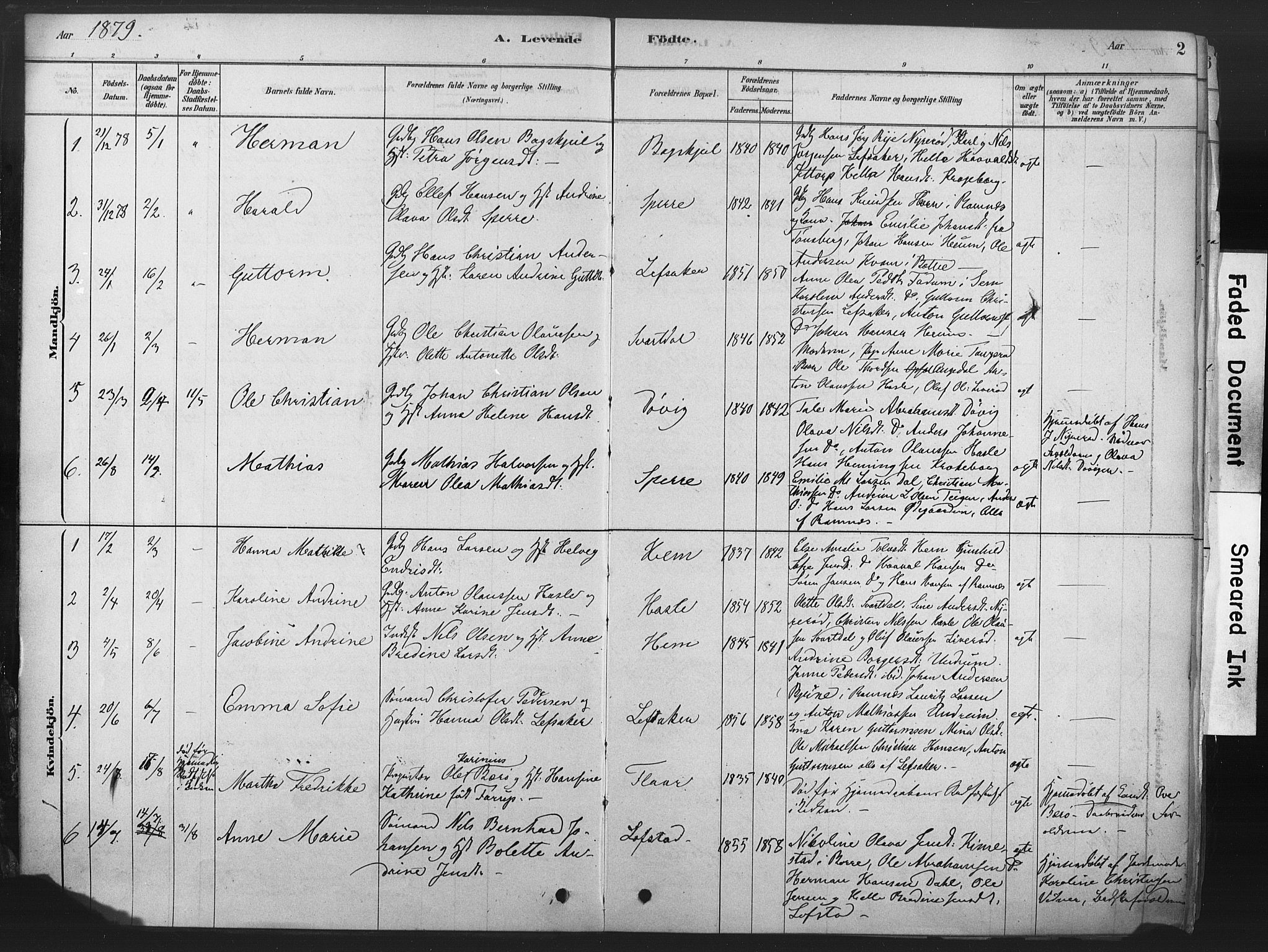 Våle kirkebøker, AV/SAKO-A-334/F/Fb/L0002: Parish register (official) no. II 2, 1878-1907, p. 2