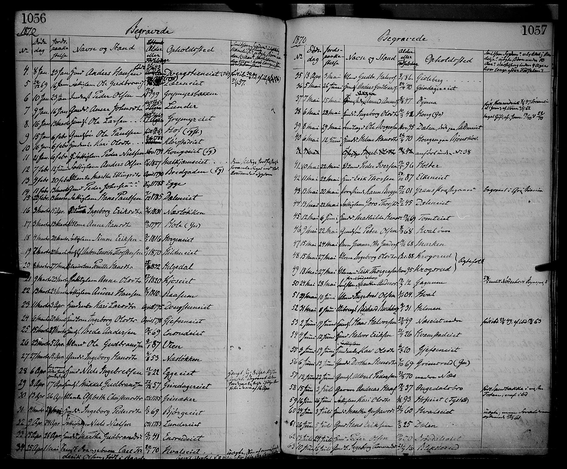 Gran prestekontor, SAH/PREST-112/H/Ha/Haa/L0012: Parish register (official) no. 12, 1856-1874, p. 1056-1057