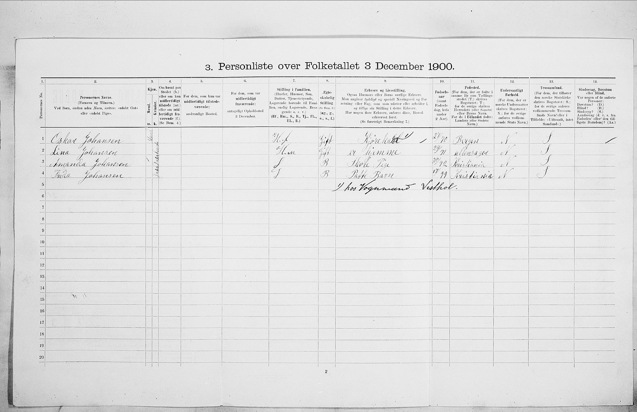 SAO, 1900 census for Kristiania, 1900, p. 64464