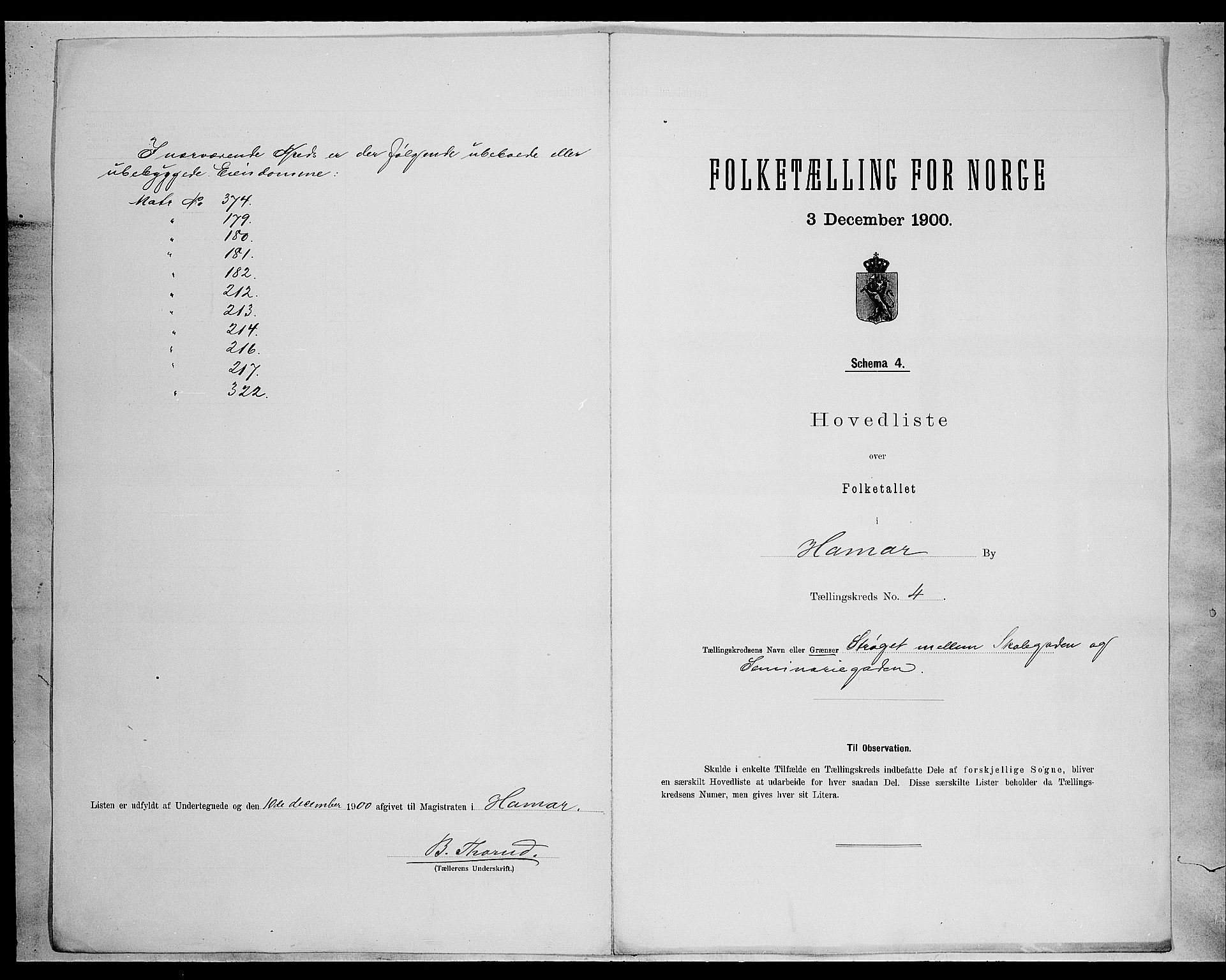 SAH, 1900 census for Hamar, 1900, p. 19