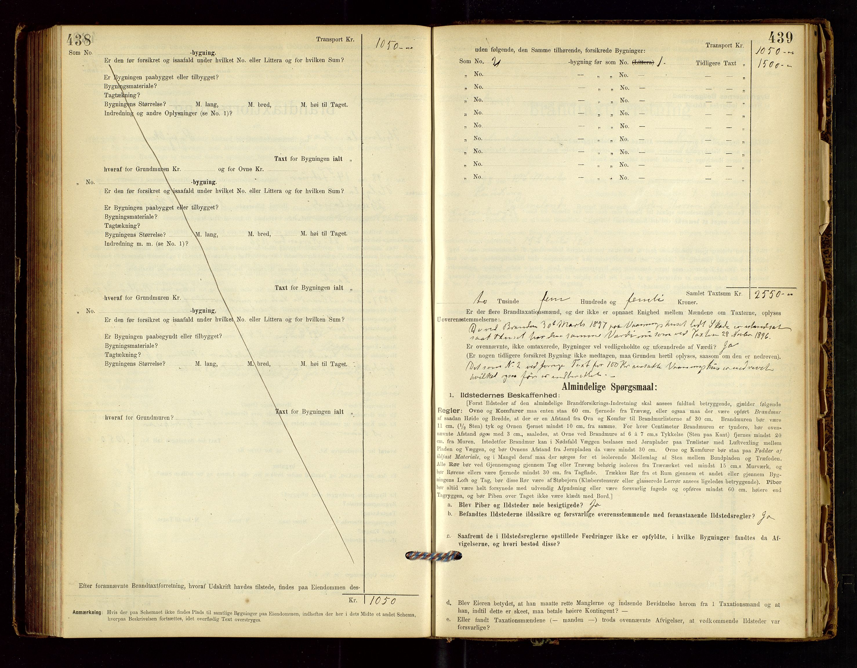 Hjelmeland lensmannskontor, AV/SAST-A-100439/Gob/L0001: "Brandtaxationsprotokol", 1895-1932, p. 438-439