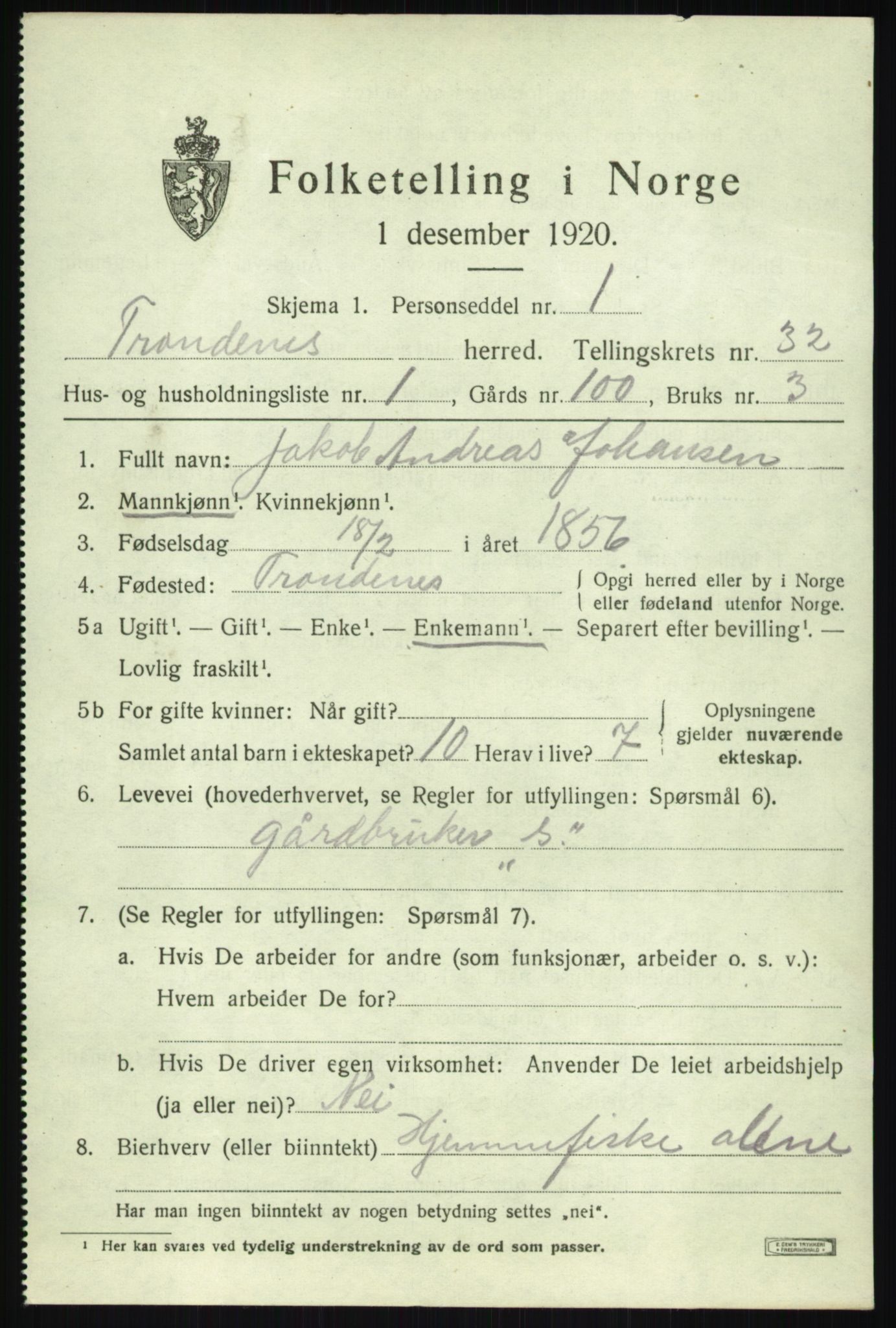SATØ, 1920 census for Trondenes, 1920, p. 22177