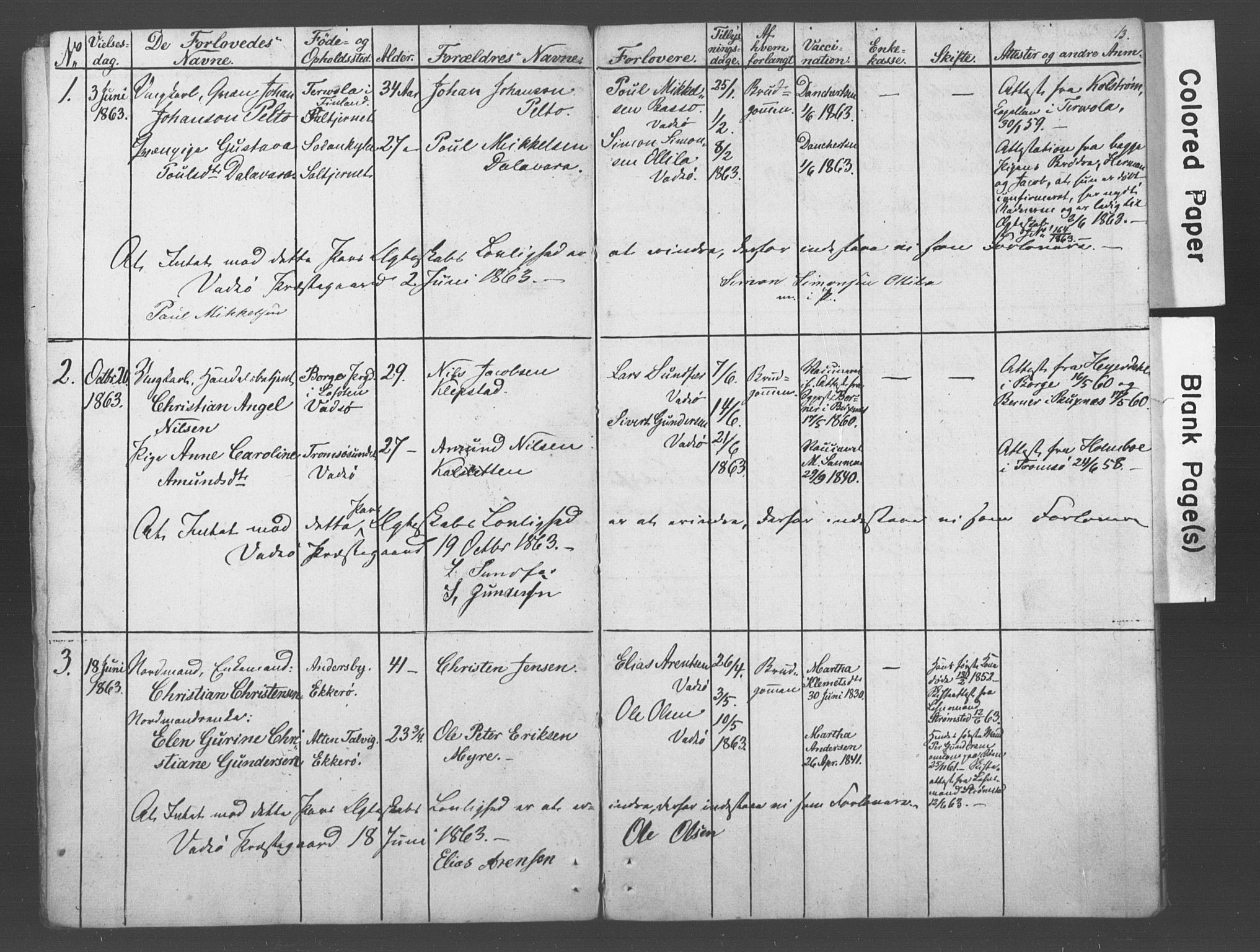 Vadsø sokneprestkontor, SATØ/S-1325/I/Ic/L0026/0002: Banns register no. 26.2, 1863-1867, p. 13