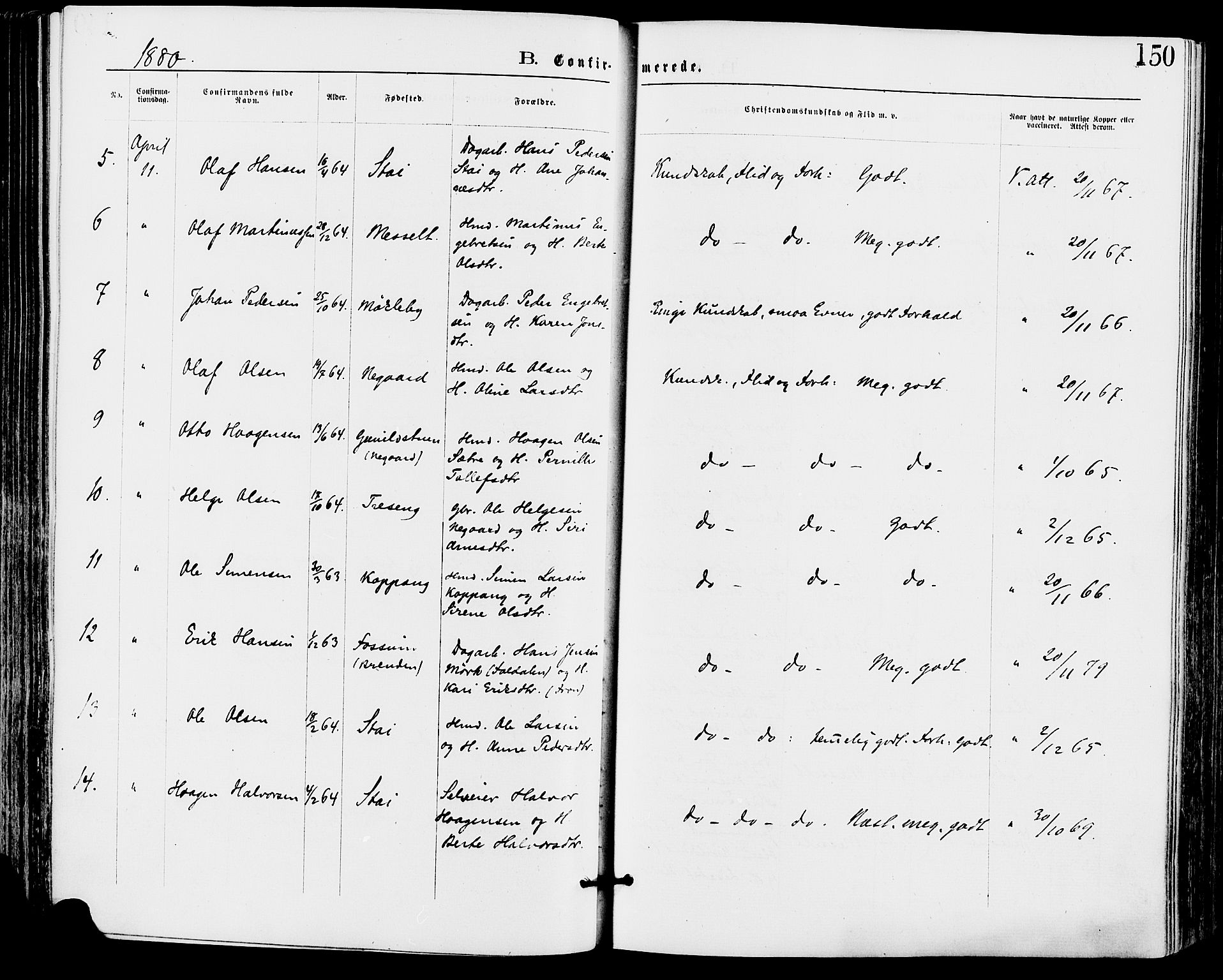 Stor-Elvdal prestekontor, SAH/PREST-052/H/Ha/Haa/L0001: Parish register (official) no. 1, 1871-1882, p. 150