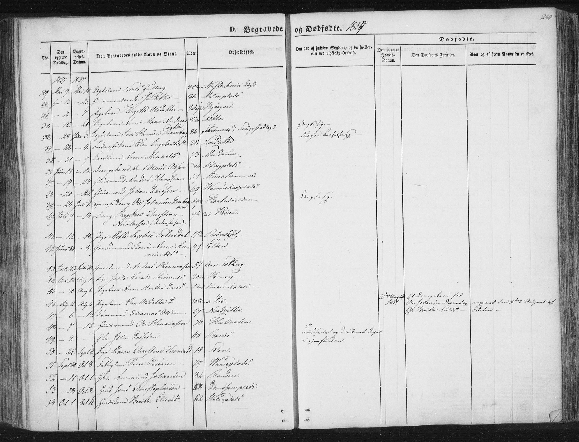 Ministerialprotokoller, klokkerbøker og fødselsregistre - Nord-Trøndelag, AV/SAT-A-1458/741/L0392: Parish register (official) no. 741A06, 1836-1848, p. 240