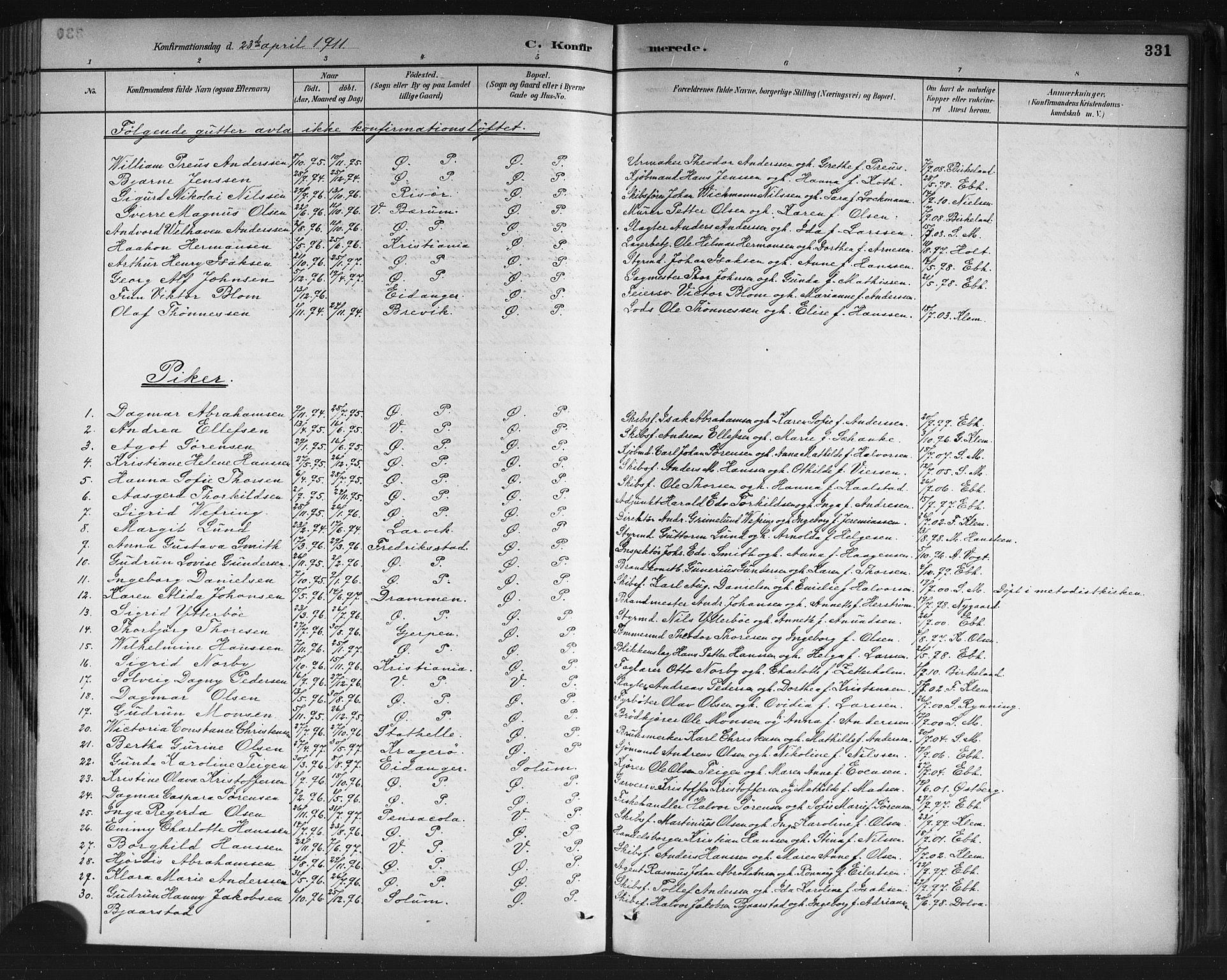 Porsgrunn kirkebøker , SAKO/A-104/G/Gb/L0005: Parish register (copy) no. II 5, 1883-1915, p. 331