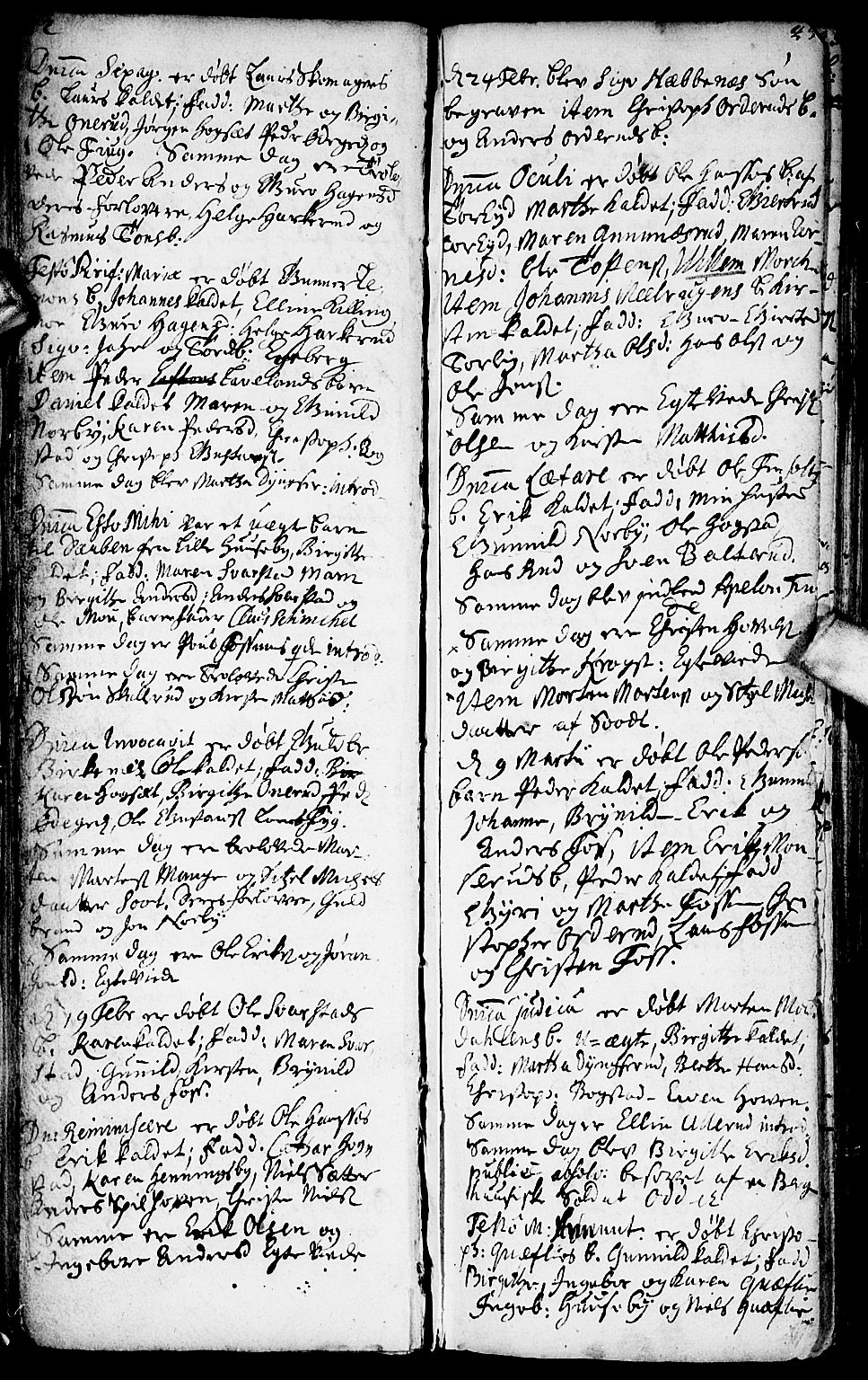 Aurskog prestekontor Kirkebøker, SAO/A-10304a/F/Fa/L0001: Parish register (official) no. I 1, 1707-1735, p. 42-43