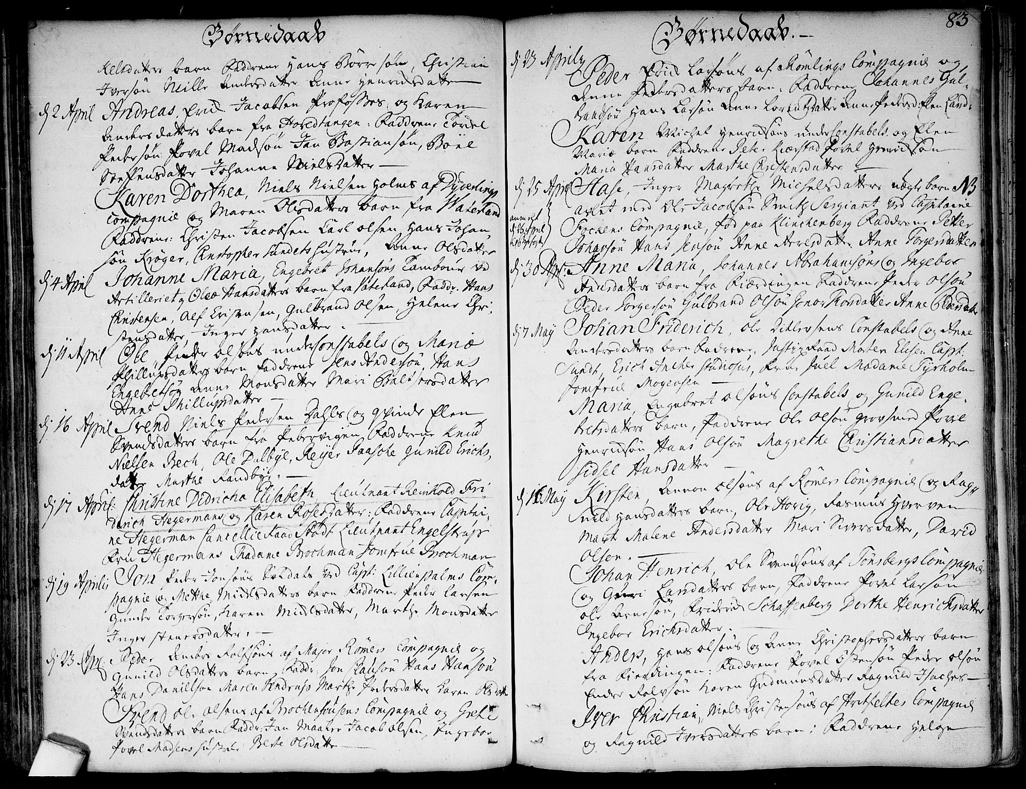 Garnisonsmenigheten Kirkebøker, SAO/A-10846/F/Fa/L0001: Parish register (official) no. 1, 1734-1756, p. 83