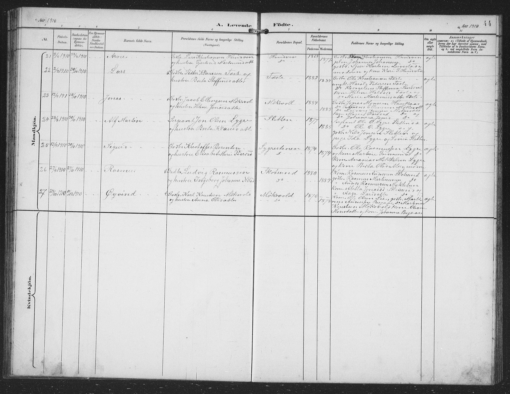 Alversund Sokneprestembete, AV/SAB-A-73901/H/Ha/Hab: Parish register (copy) no. B 4, 1897-1914, p. 44