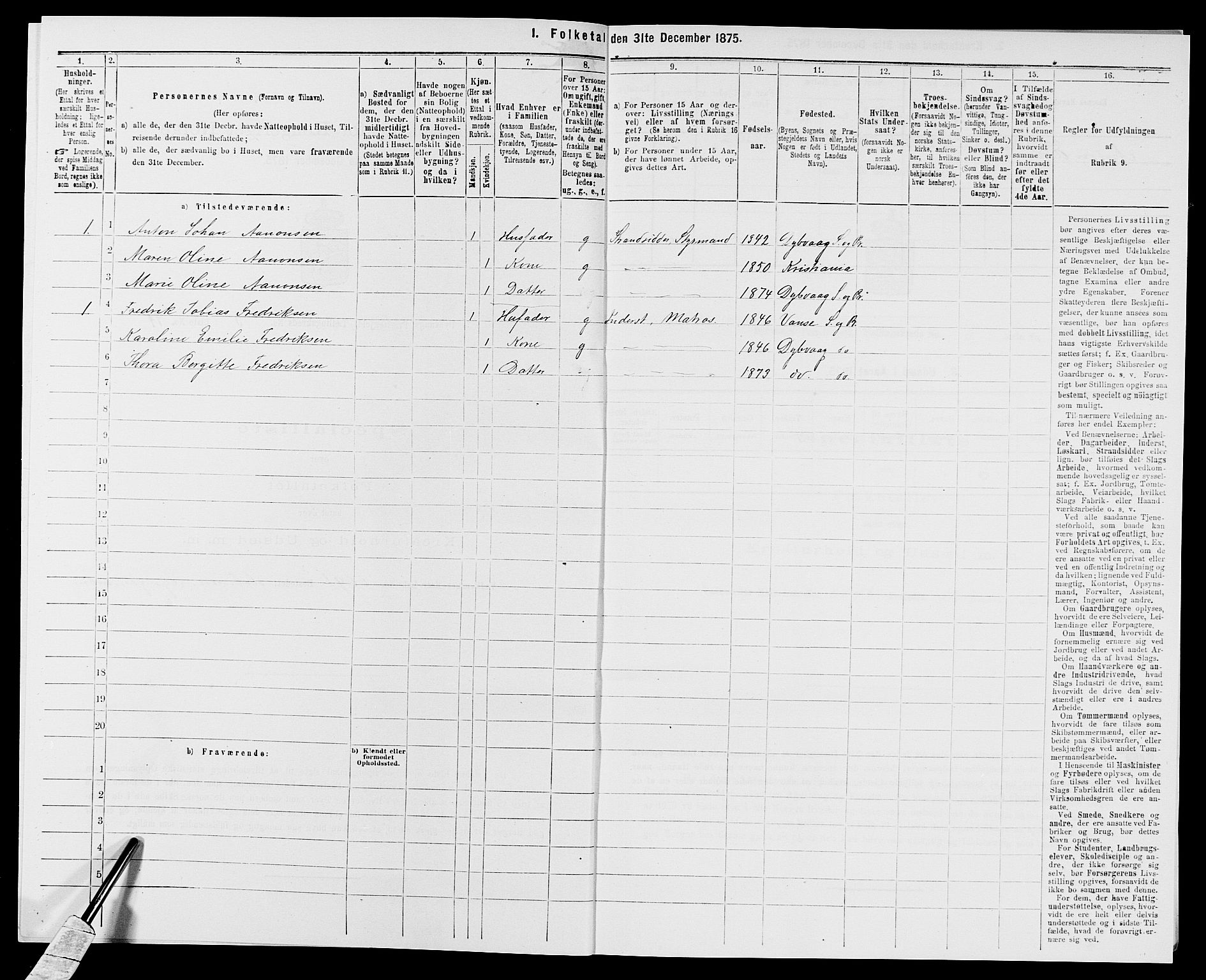 SAK, 1875 census for 0915P Dypvåg, 1875, p. 621