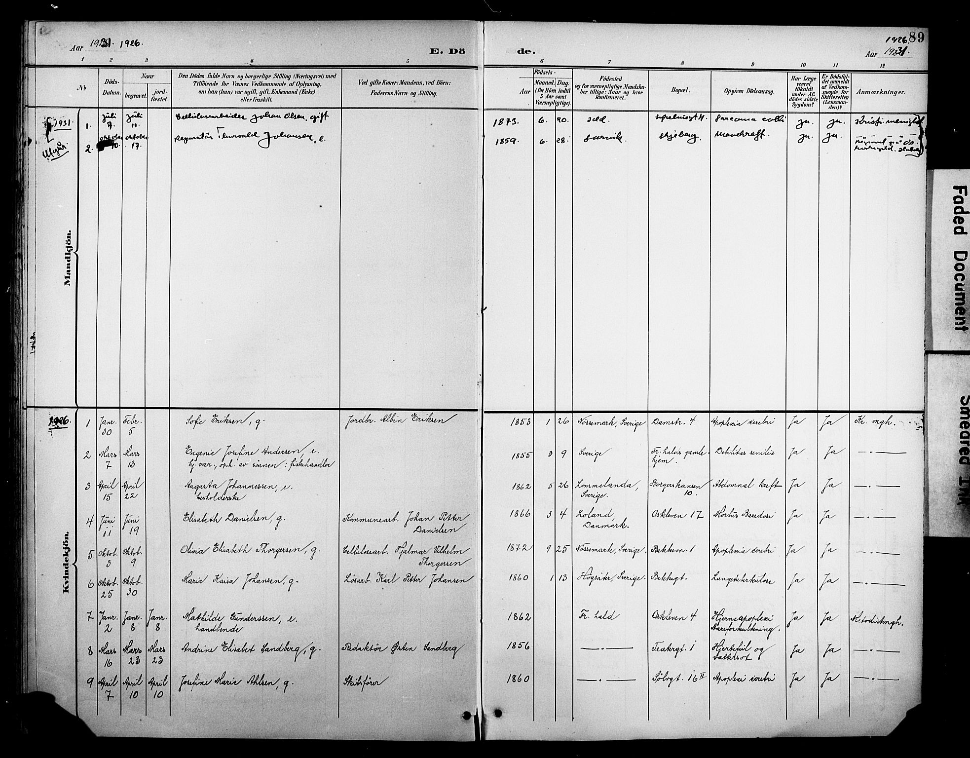 Halden prestekontor Kirkebøker, SAO/A-10909/F/Fb/L0001: Parish register (official) no. II 1, 1892-1932, p. 89