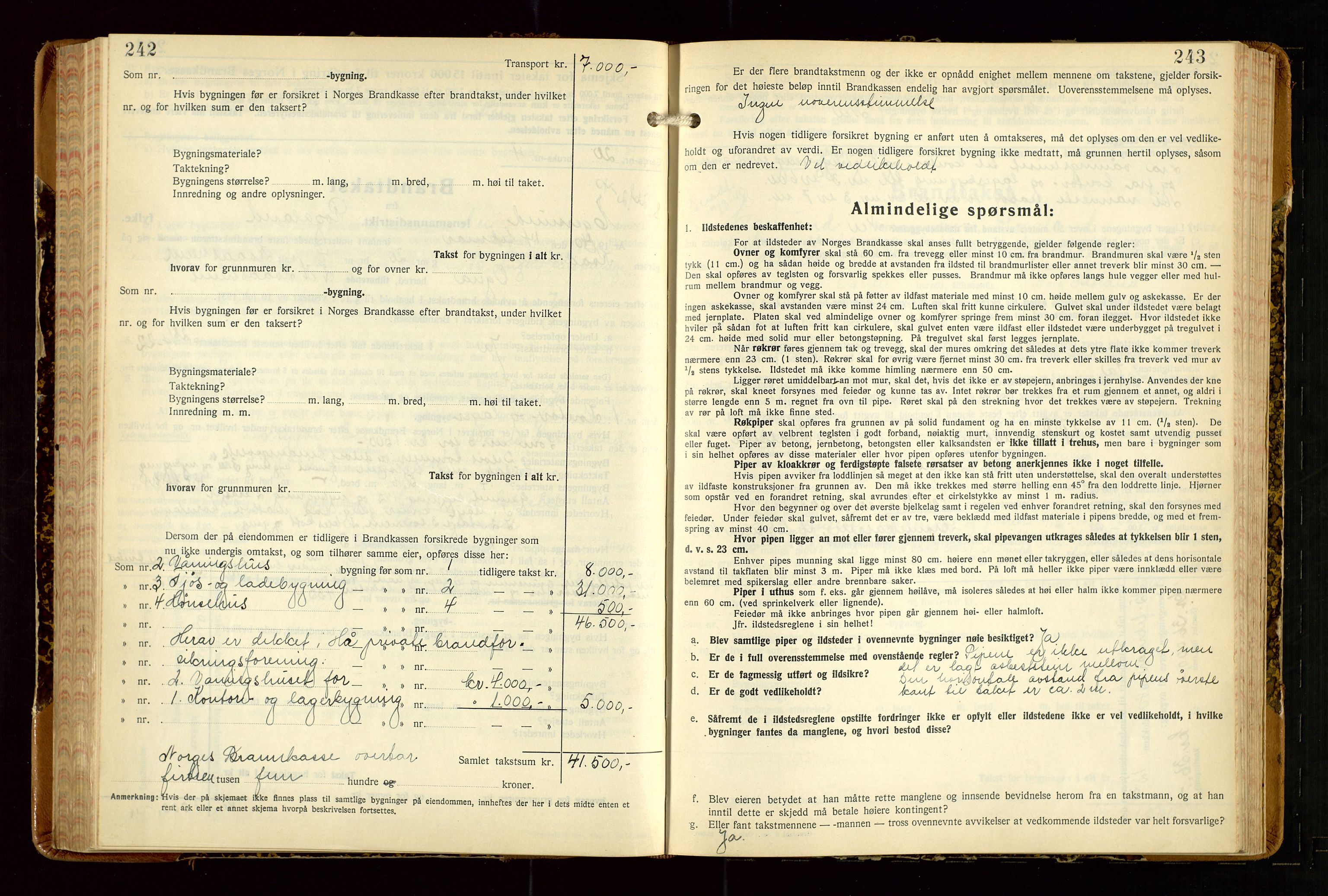 Eigersund lensmannskontor, AV/SAST-A-100171/Gob/L0007: "Brandtakstprotokoll", 1938-1955, p. 242-243