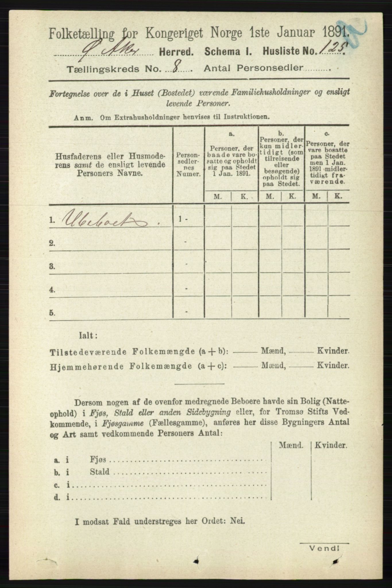 RA, 1891 census for 0218 Aker, 1891, p. 7229