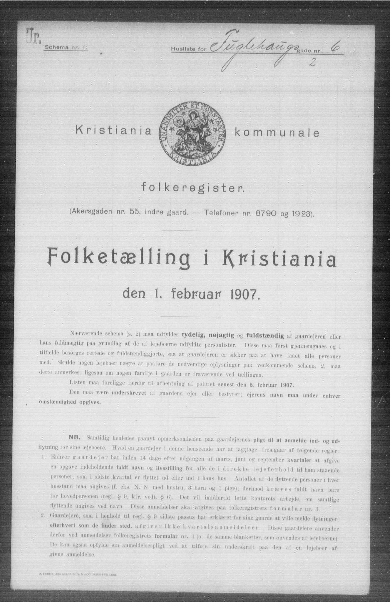 OBA, Municipal Census 1907 for Kristiania, 1907, p. 14413