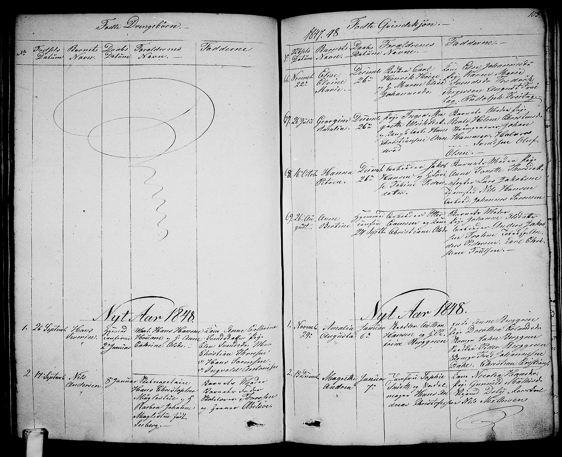 Larvik kirkebøker, SAKO/A-352/G/Ga/L0003a: Parish register (copy) no. I 3A, 1830-1870, p. 103