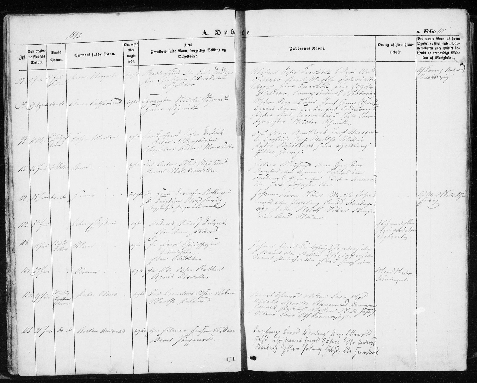 Ministerialprotokoller, klokkerbøker og fødselsregistre - Sør-Trøndelag, SAT/A-1456/634/L0529: Parish register (official) no. 634A05, 1843-1851, p. 10