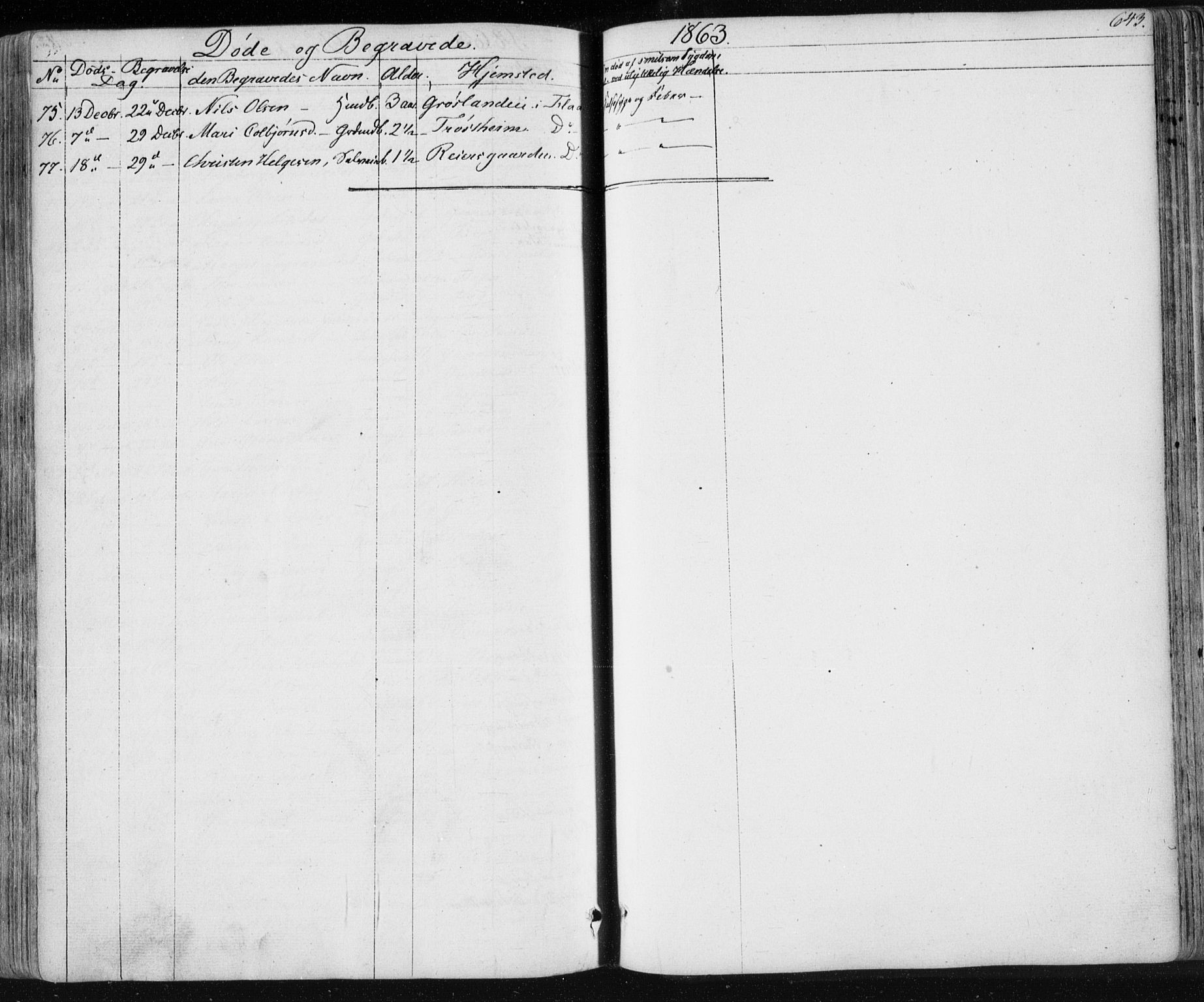 Nes kirkebøker, AV/SAKO-A-236/F/Fa/L0009: Parish register (official) no. 9, 1834-1863, p. 643