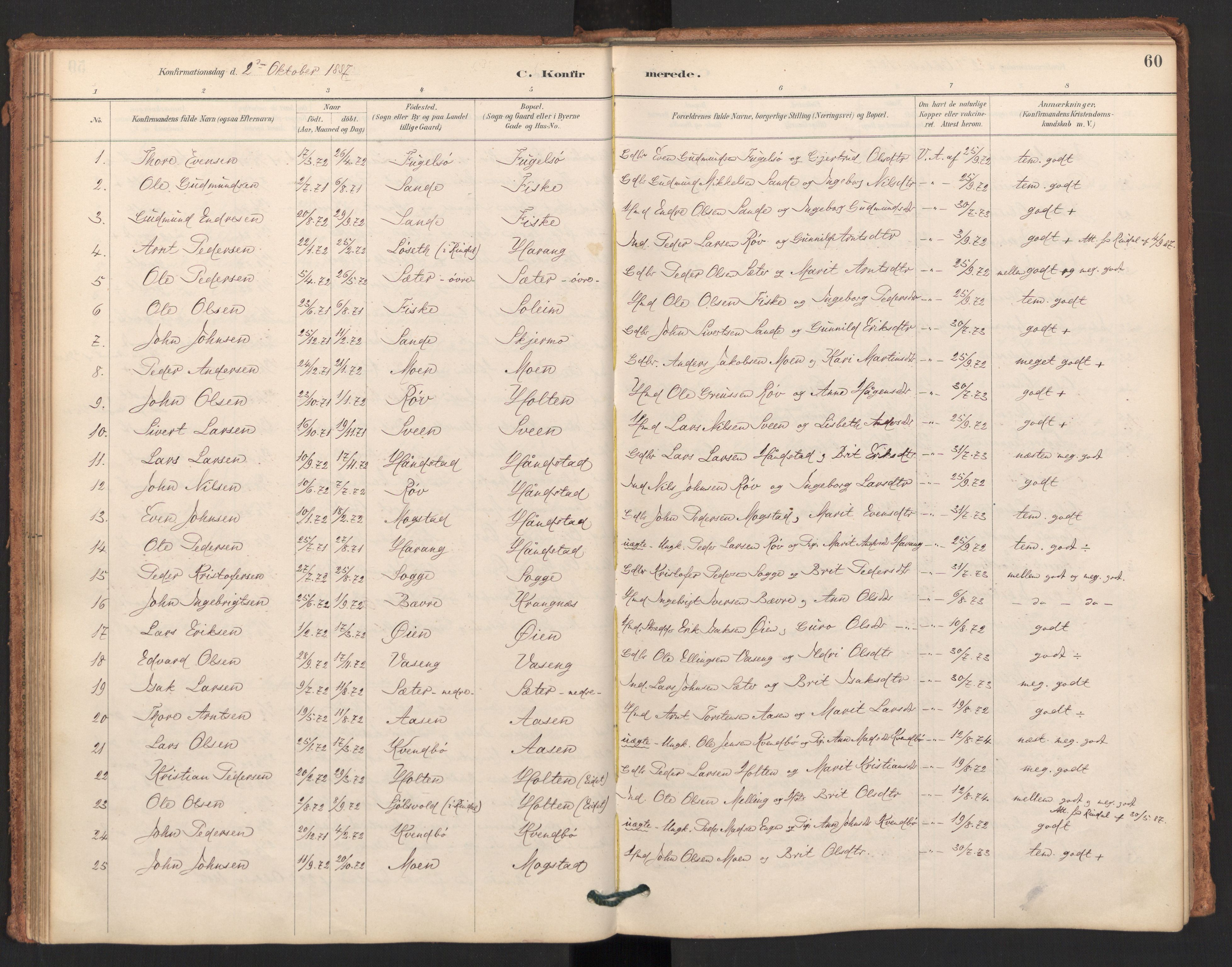 Ministerialprotokoller, klokkerbøker og fødselsregistre - Møre og Romsdal, AV/SAT-A-1454/596/L1056: Parish register (official) no. 596A01, 1885-1900, p. 60