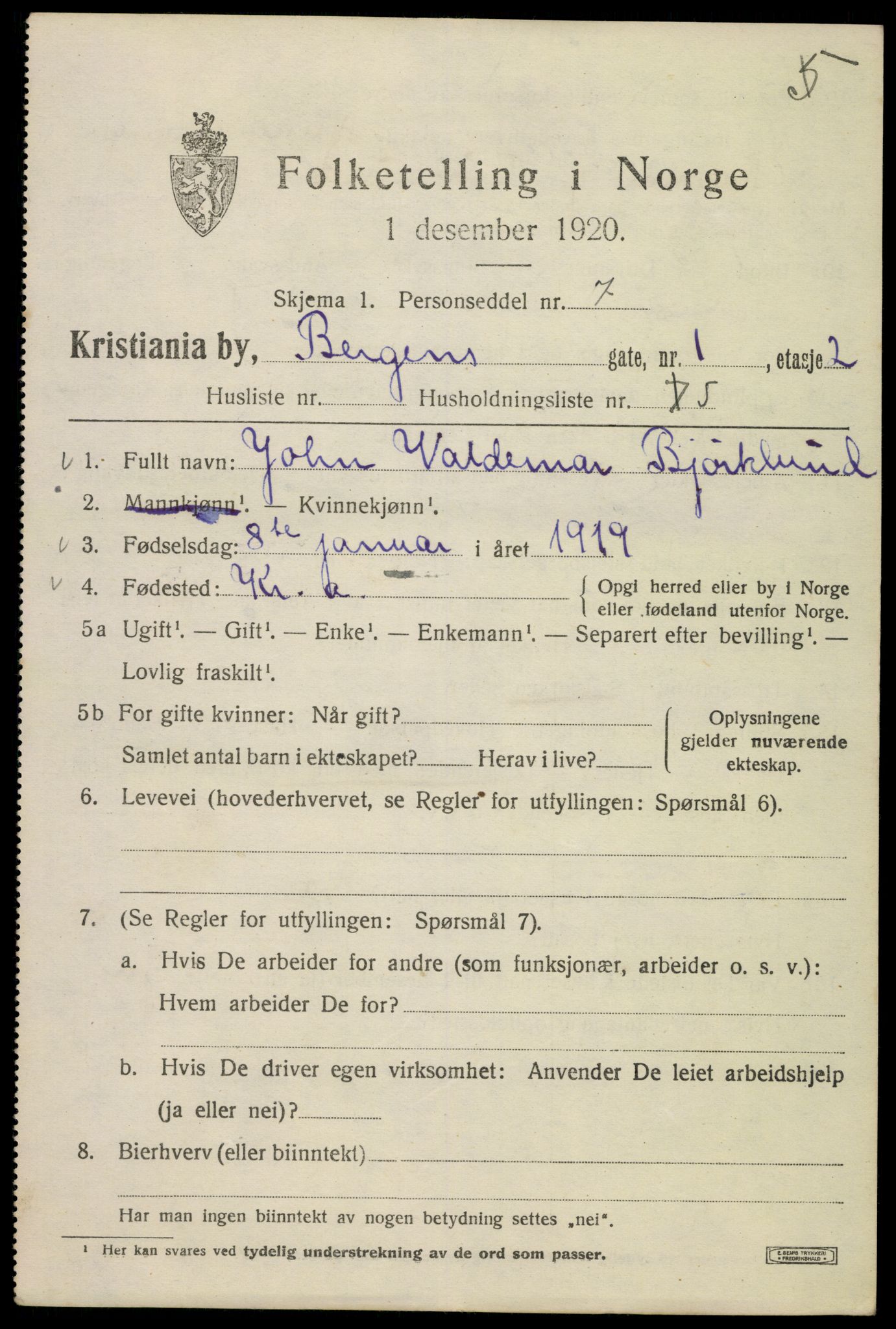 SAO, 1920 census for Kristiania, 1920, p. 152059