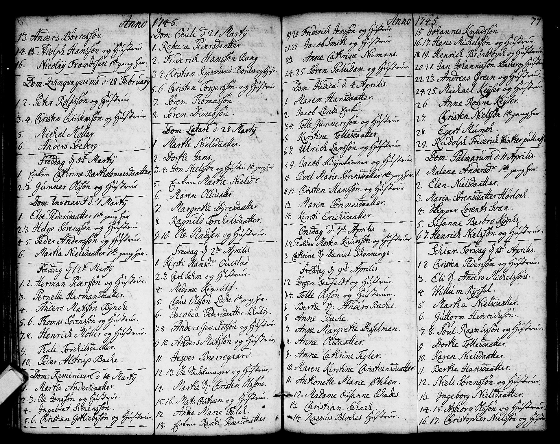 Strømsø kirkebøker, SAKO/A-246/F/Fa/L0006: Parish register (official) no. I 6, 1740-1747, p. 77