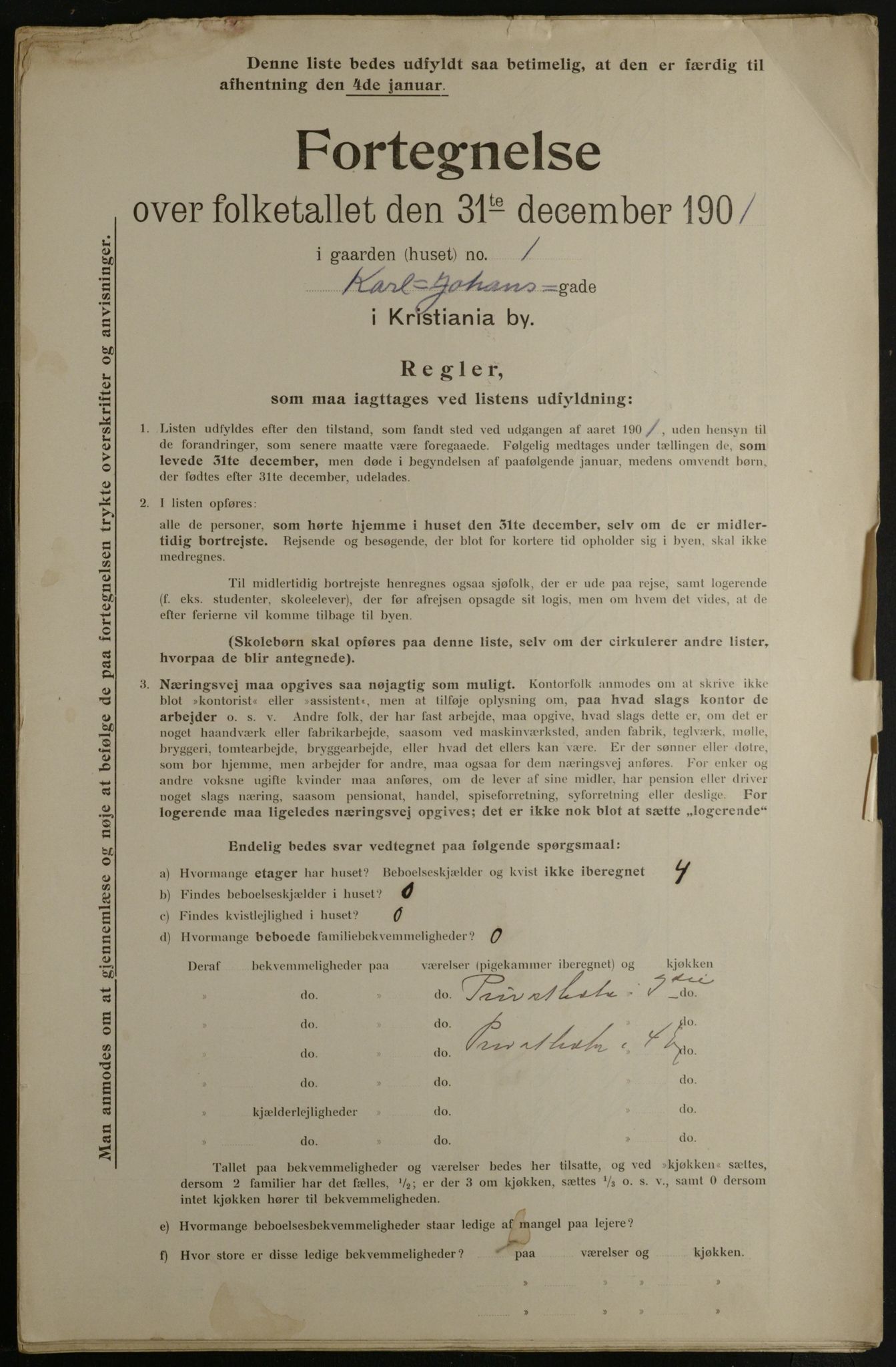 OBA, Municipal Census 1901 for Kristiania, 1901, p. 7585