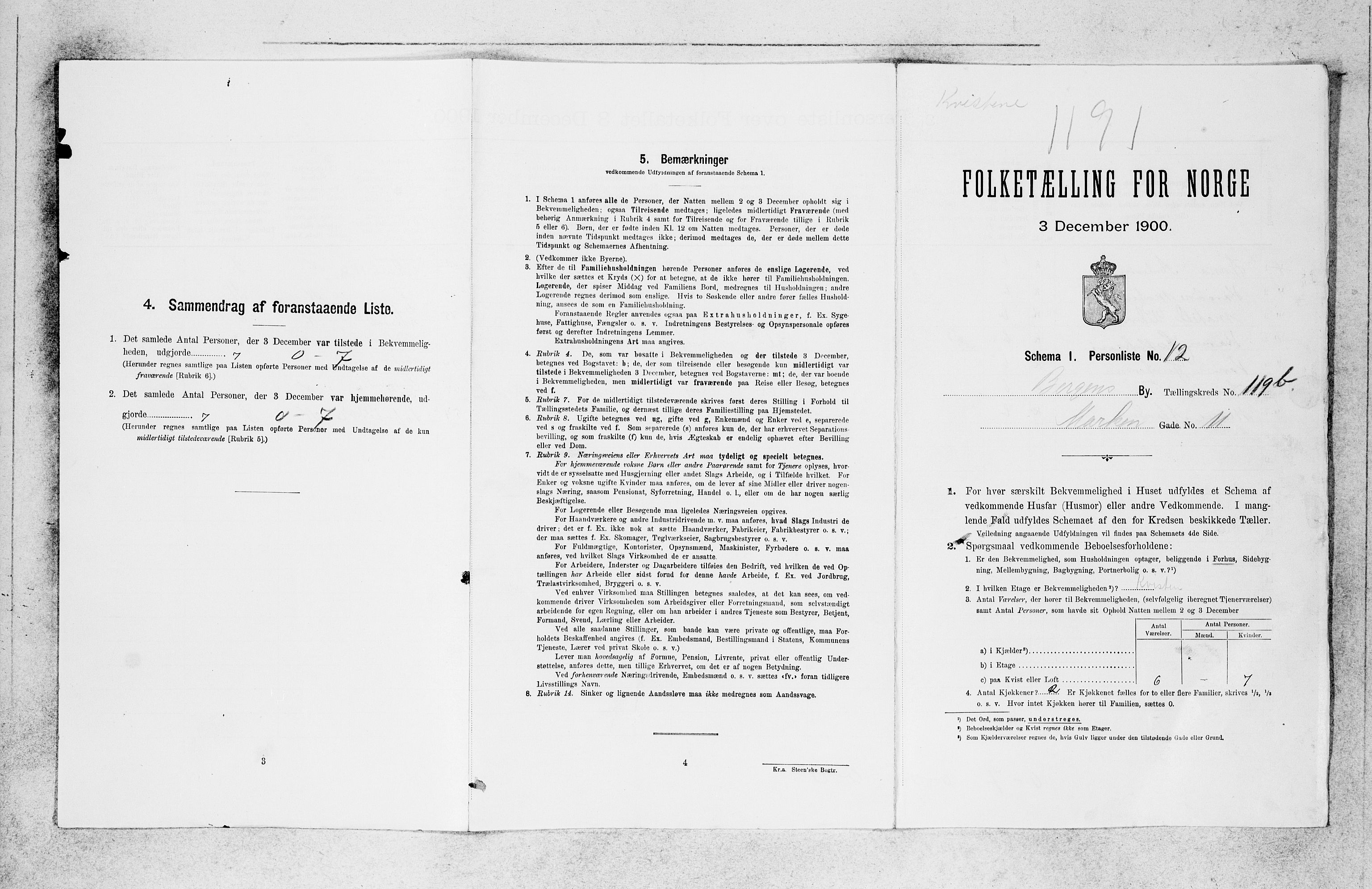 SAB, 1900 census for Bergen, 1900, p. 24934