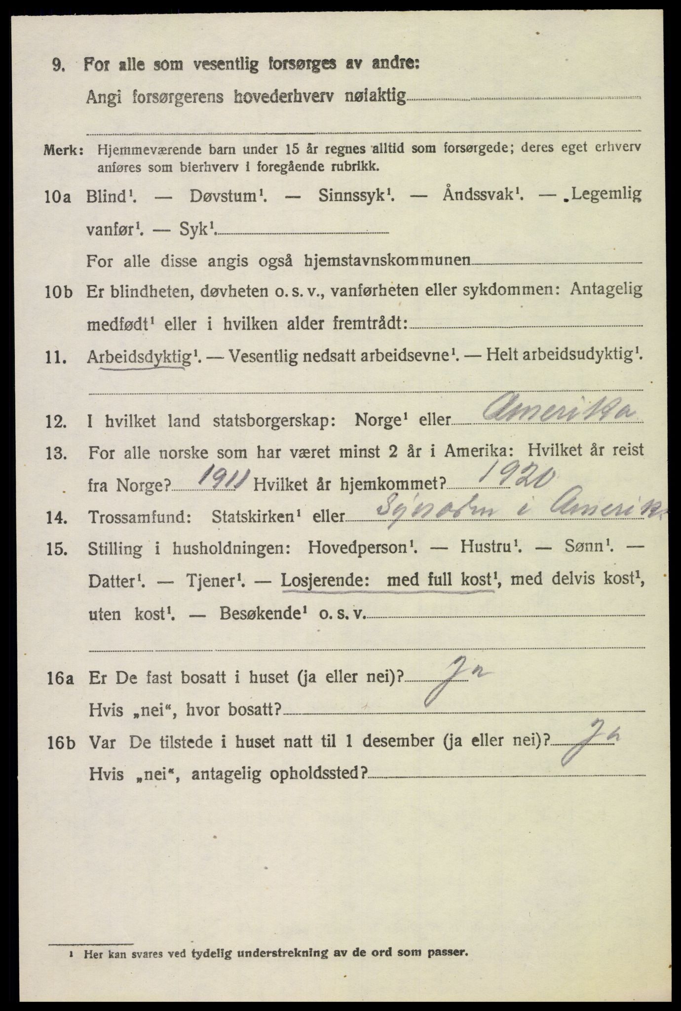 SAH, 1920 census for Vardal, 1920, p. 9020