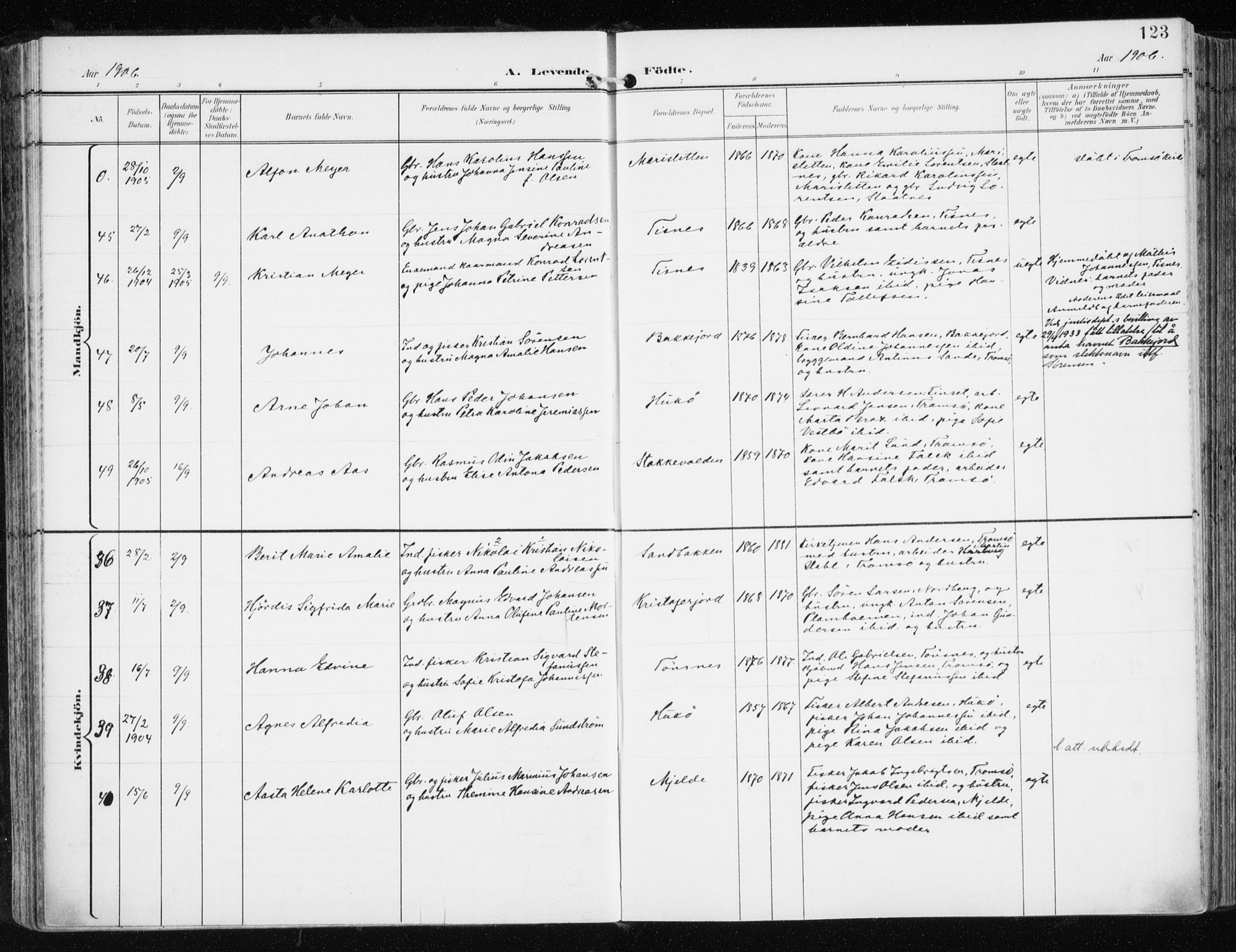 Tromsøysund sokneprestkontor, SATØ/S-1304/G/Ga/L0006kirke: Parish register (official) no. 6, 1897-1906, p. 123