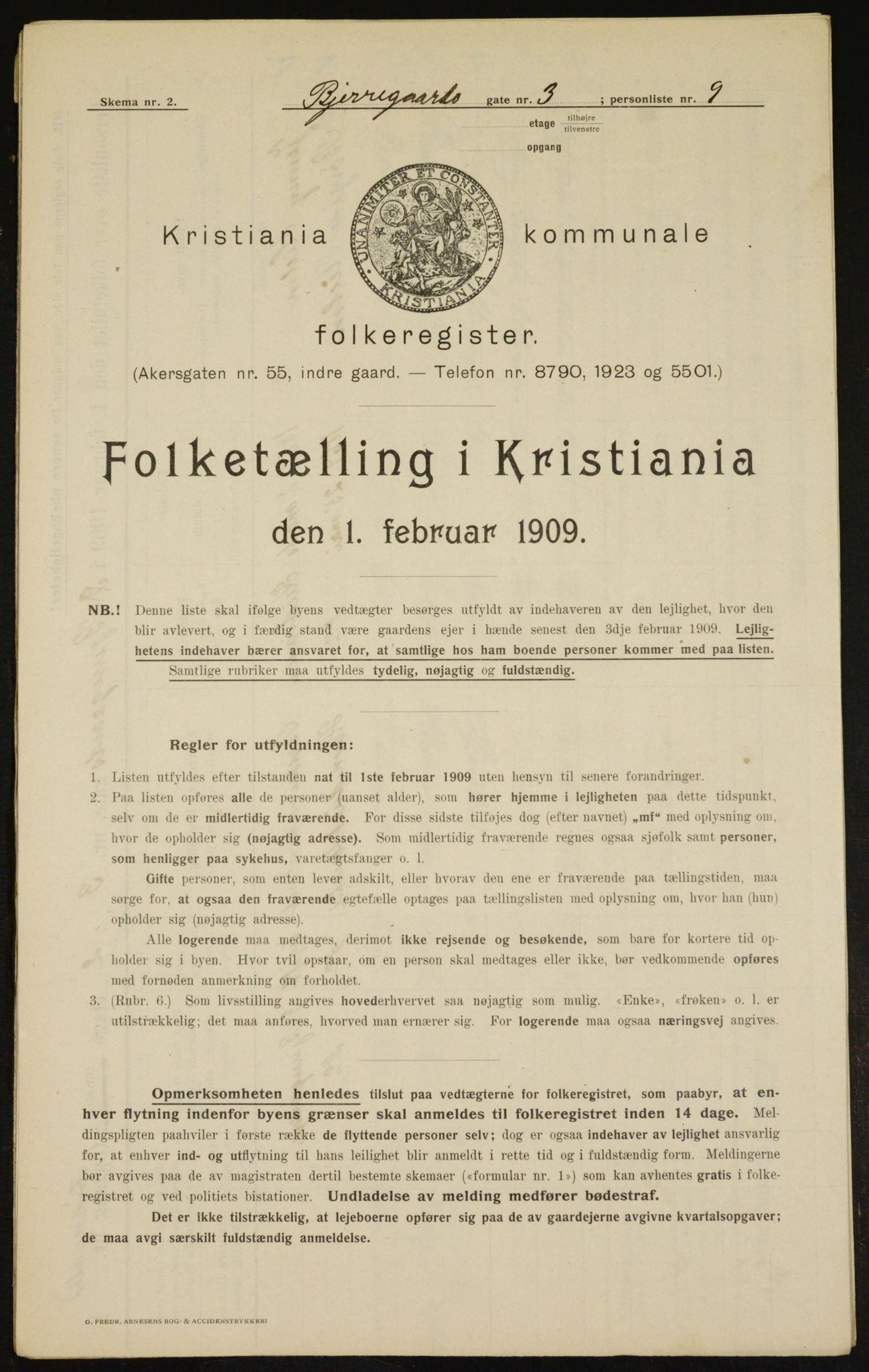 OBA, Municipal Census 1909 for Kristiania, 1909, p. 5146