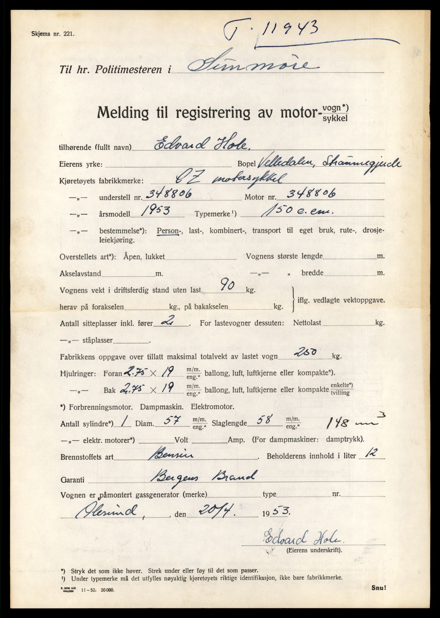 Møre og Romsdal vegkontor - Ålesund trafikkstasjon, AV/SAT-A-4099/F/Fe/L0031: Registreringskort for kjøretøy T 11800 - T 11996, 1927-1998, p. 2481