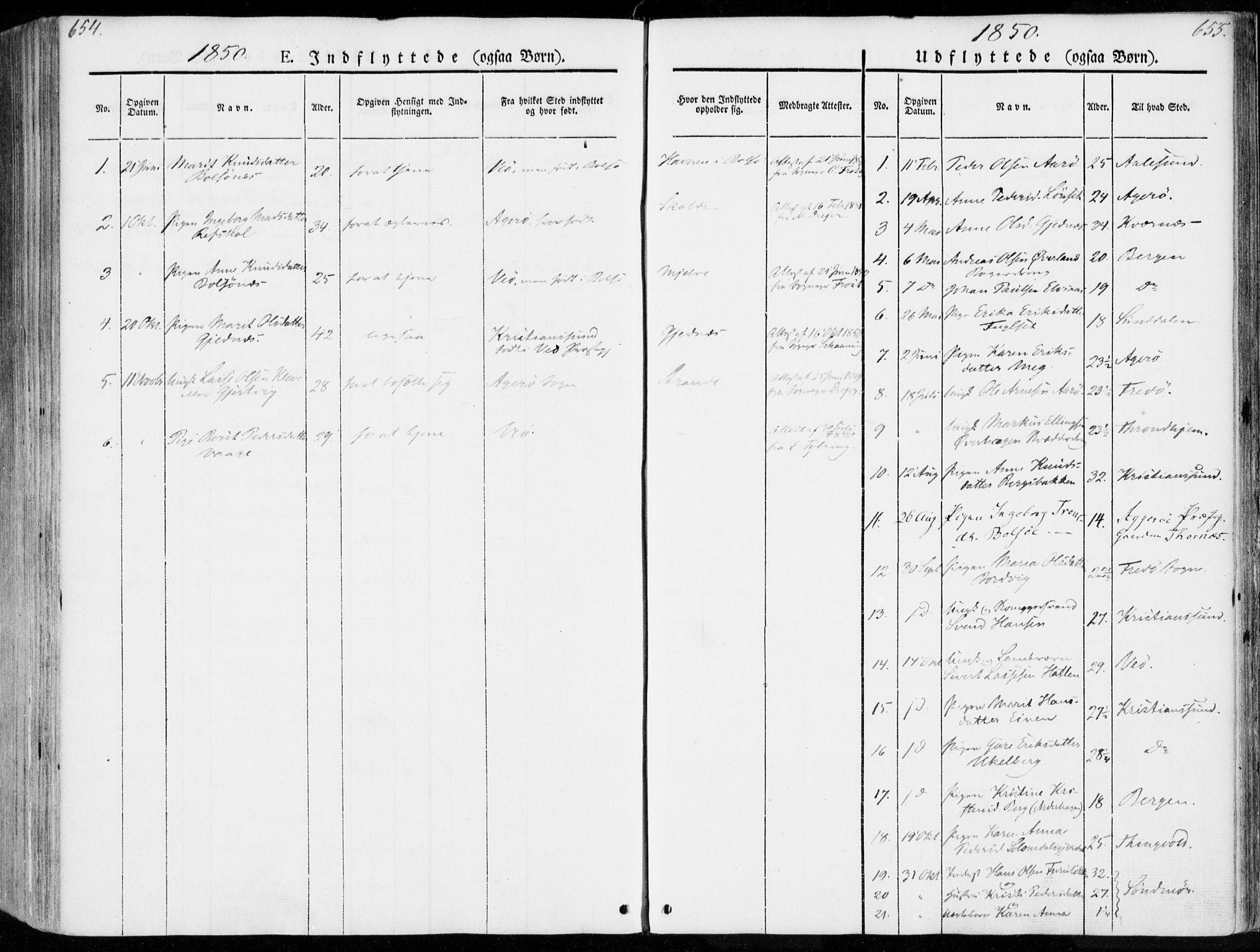 Ministerialprotokoller, klokkerbøker og fødselsregistre - Møre og Romsdal, SAT/A-1454/555/L0653: Parish register (official) no. 555A04, 1843-1869, p. 654-655