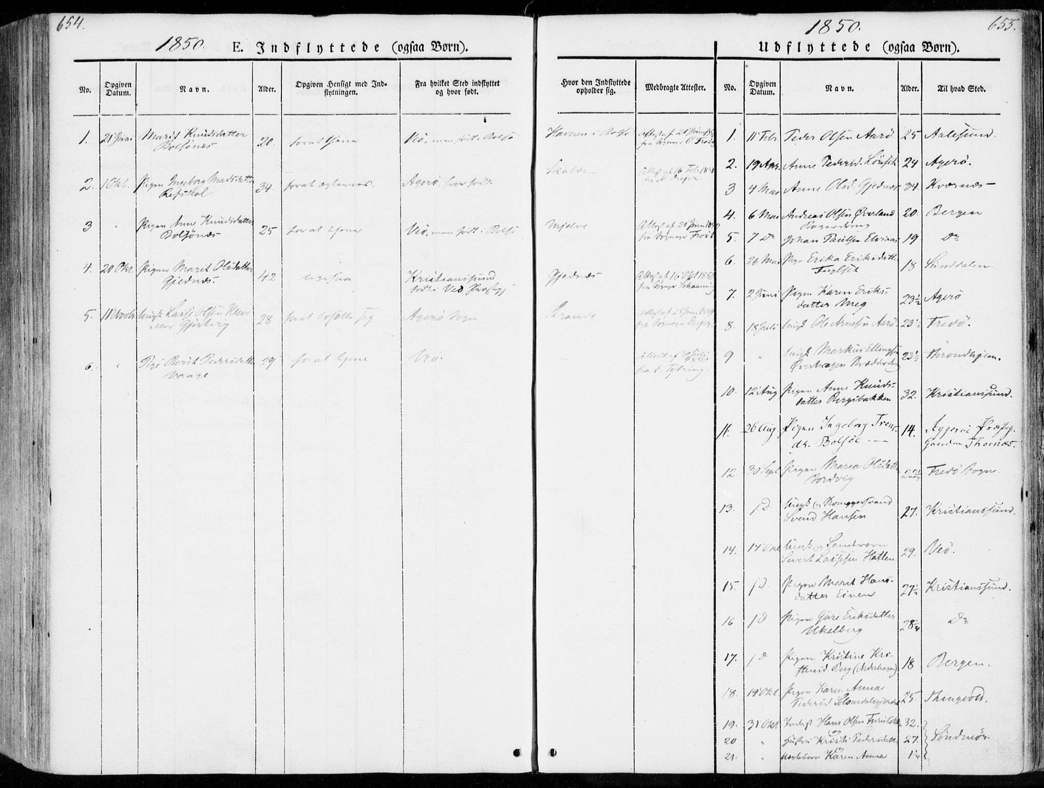 Ministerialprotokoller, klokkerbøker og fødselsregistre - Møre og Romsdal, AV/SAT-A-1454/555/L0653: Parish register (official) no. 555A04, 1843-1869, p. 654-655