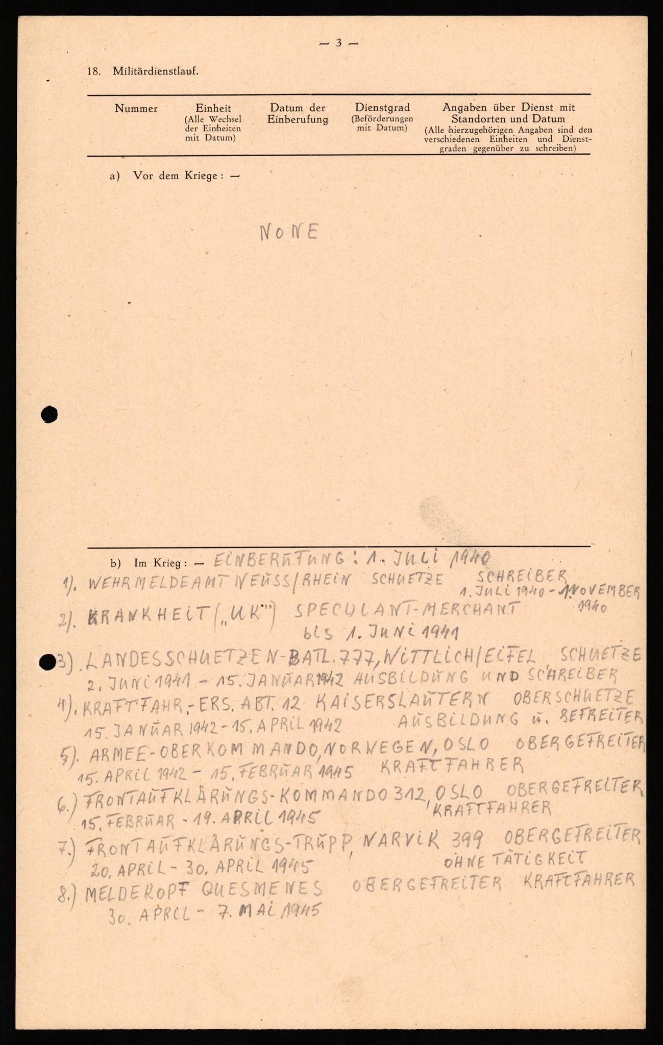 Forsvaret, Forsvarets overkommando II, AV/RA-RAFA-3915/D/Db/L0034: CI Questionaires. Tyske okkupasjonsstyrker i Norge. Tyskere., 1945-1946, p. 264