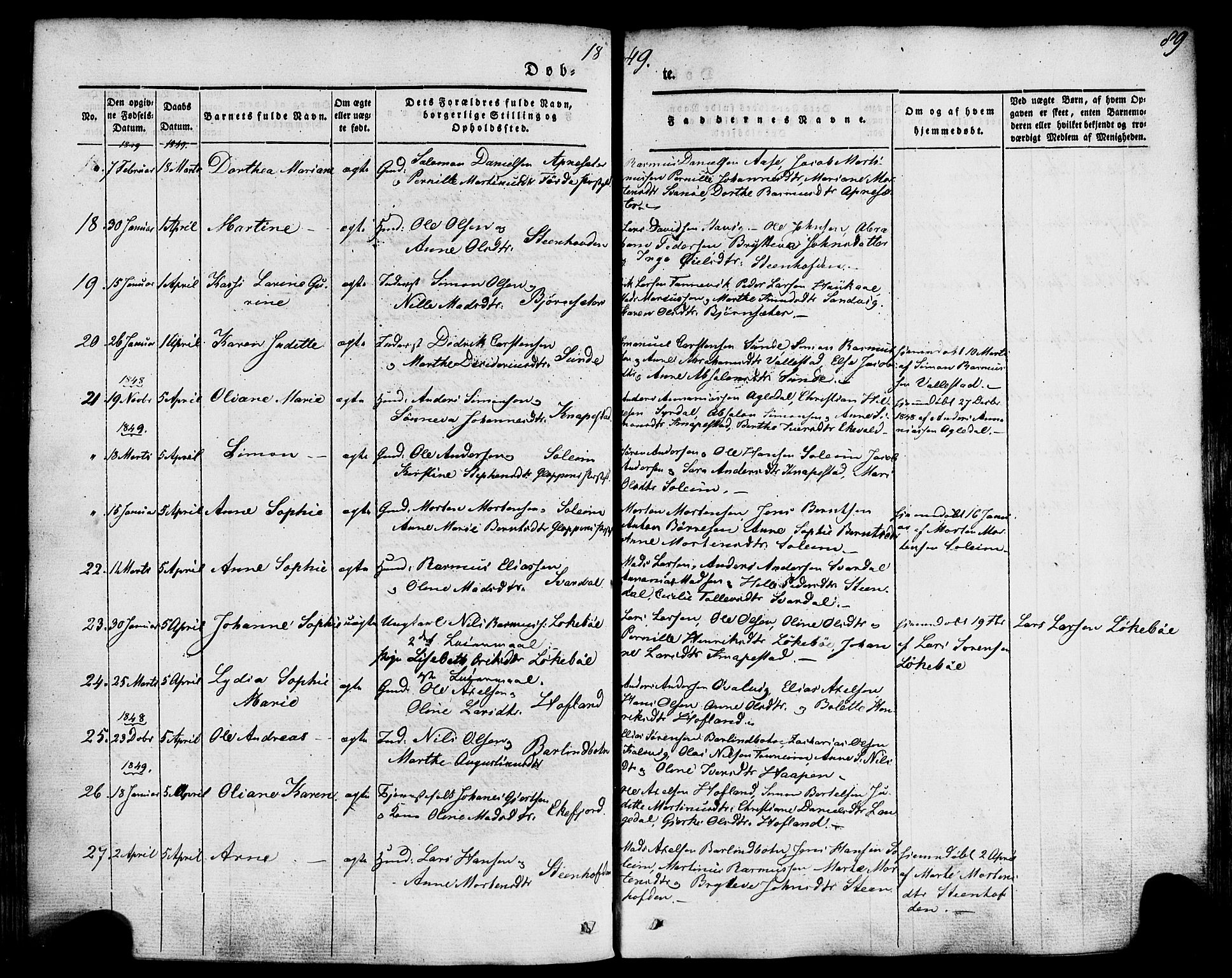 Kinn sokneprestembete, AV/SAB-A-80801/H/Haa/Haaa/L0005: Parish register (official) no. A 5, 1841-1857, p. 89