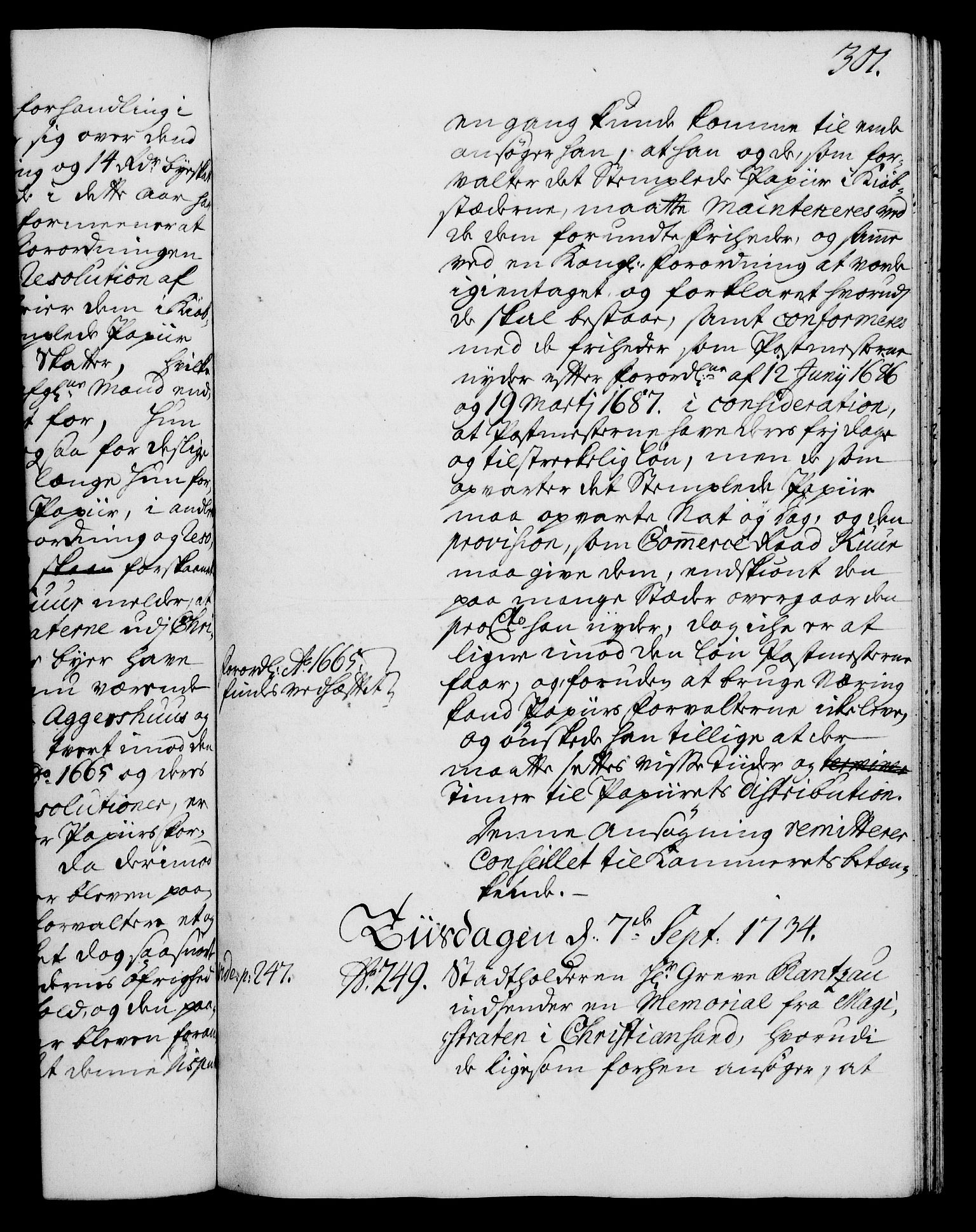 Rentekammeret, Kammerkanselliet, RA/EA-3111/G/Gh/Gha/L0016: Norsk ekstraktmemorialprotokoll (merket RK 53.61), 1734-1735, p. 301