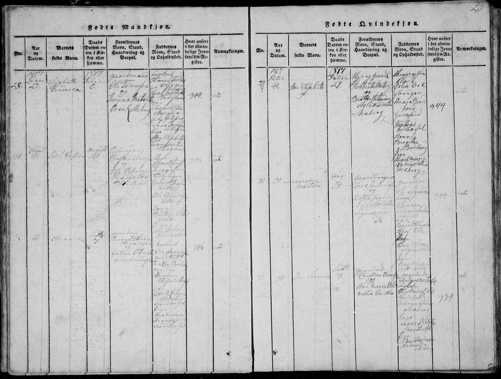 Lista sokneprestkontor, SAK/1111-0027/F/Fa/L0007: Parish register (official) no. A 7, 1816-1823, p. 23