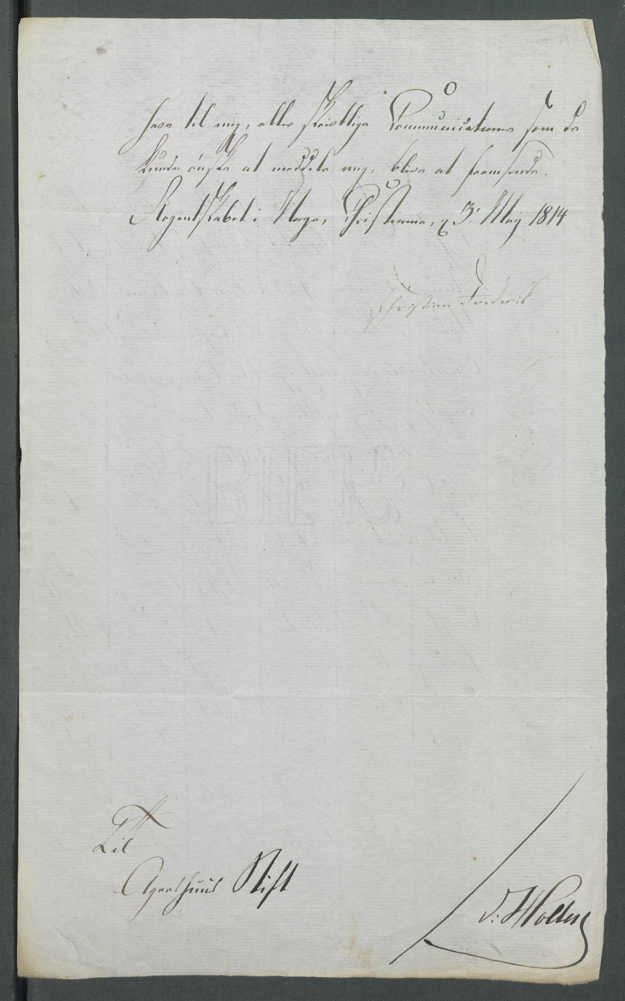 Forskjellige samlinger, Historisk-kronologisk samling, AV/RA-EA-4029/G/Ga/L0009A: Historisk-kronologisk samling. Dokumenter fra januar og ut september 1814. , 1814, p. 107