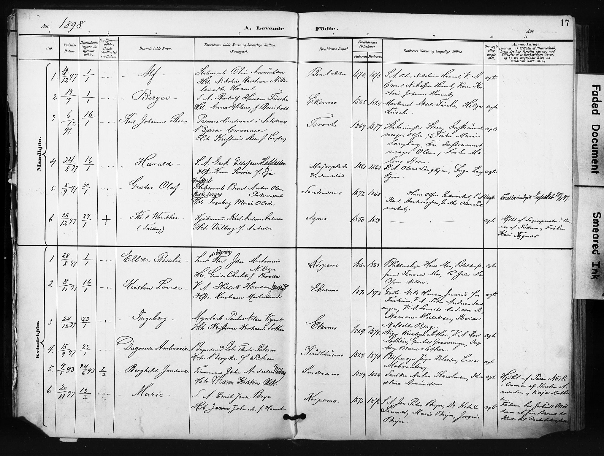 Kongsberg kirkebøker, SAKO/A-22/F/Fb/L0003: Parish register (official) no. II 3, 1896-1905, p. 17