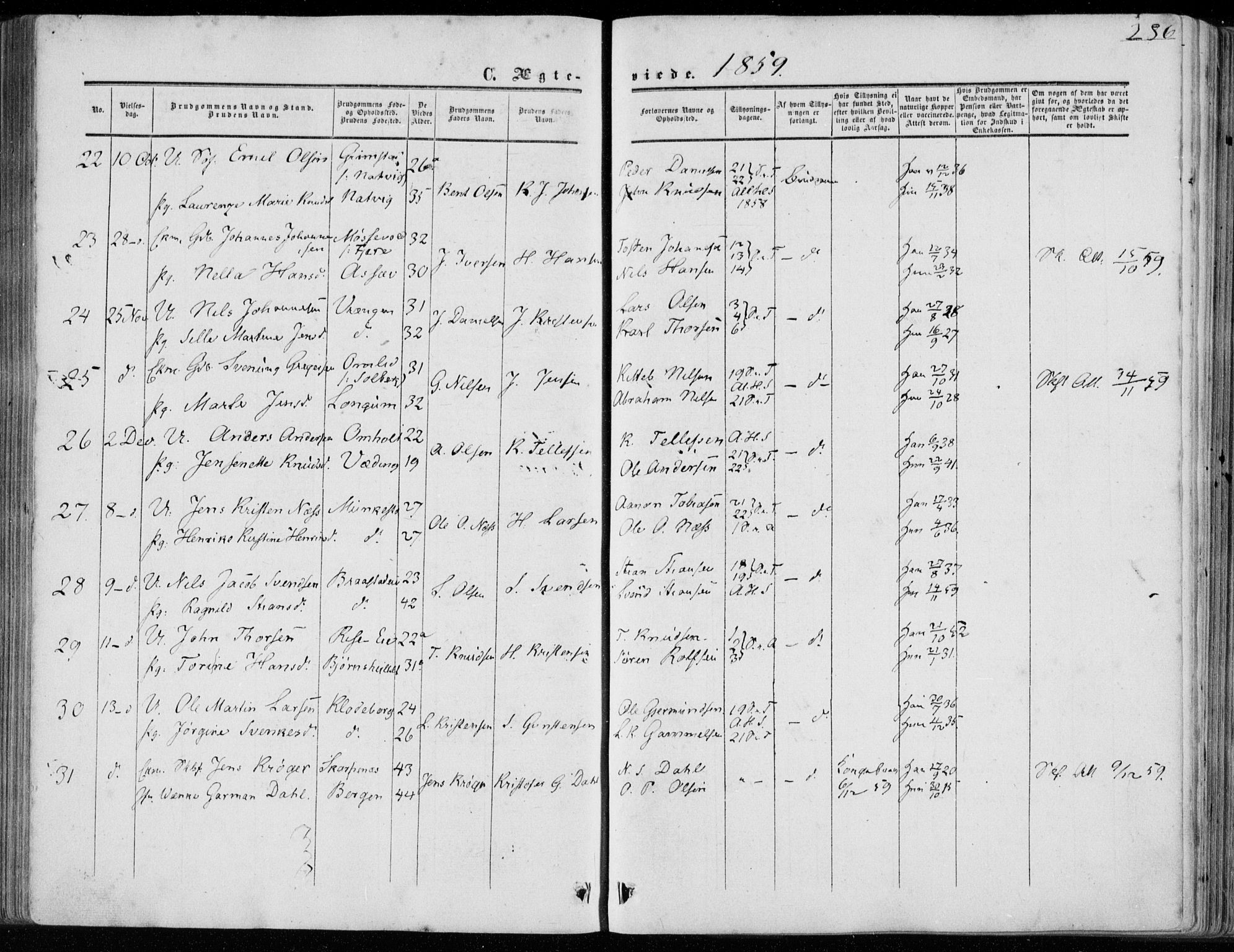 Øyestad sokneprestkontor, SAK/1111-0049/F/Fa/L0015: Parish register (official) no. A 15, 1857-1873, p. 286
