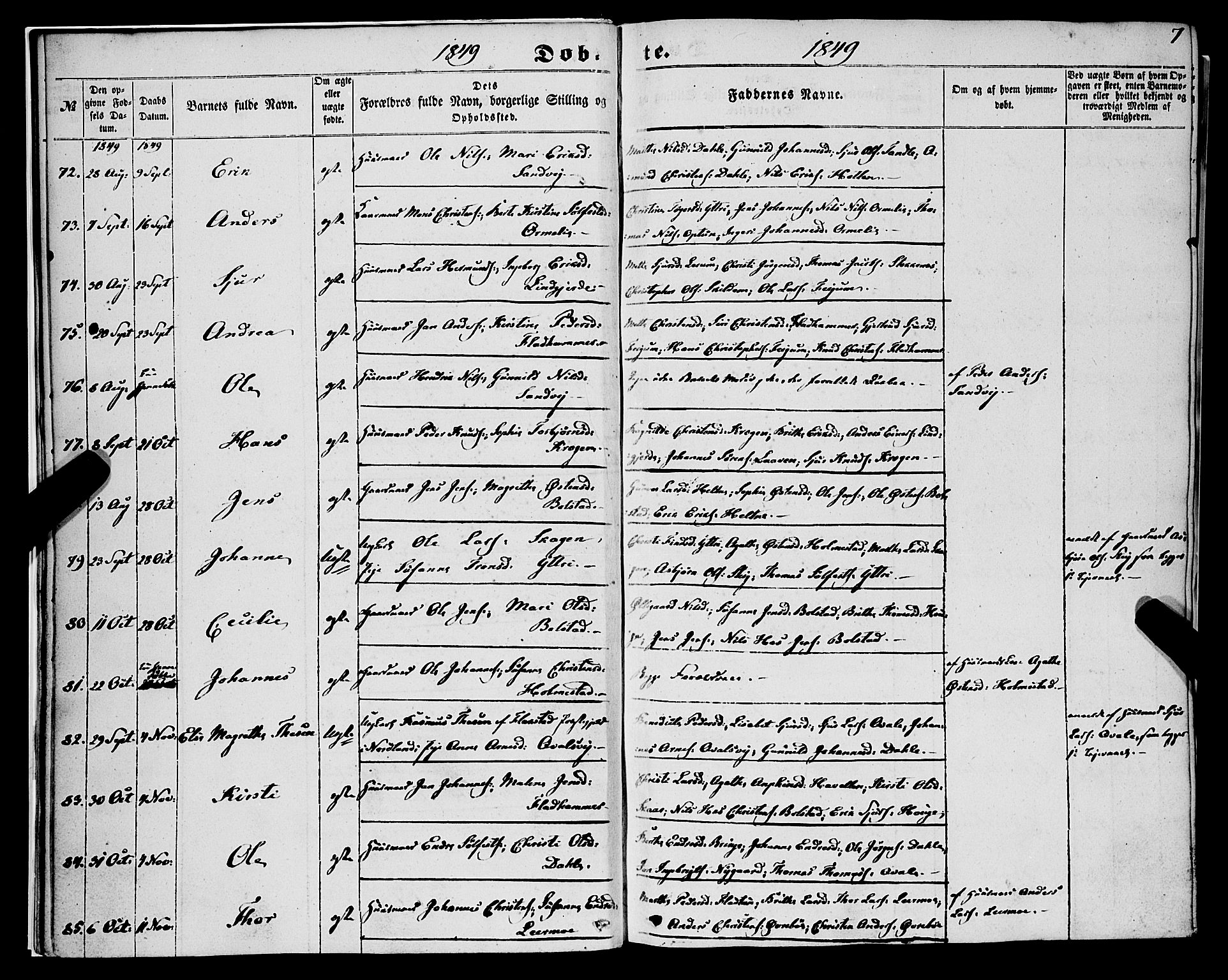 Luster sokneprestembete, SAB/A-81101/H/Haa/Haaa/L0007: Parish register (official) no. A 7, 1849-1859, p. 7
