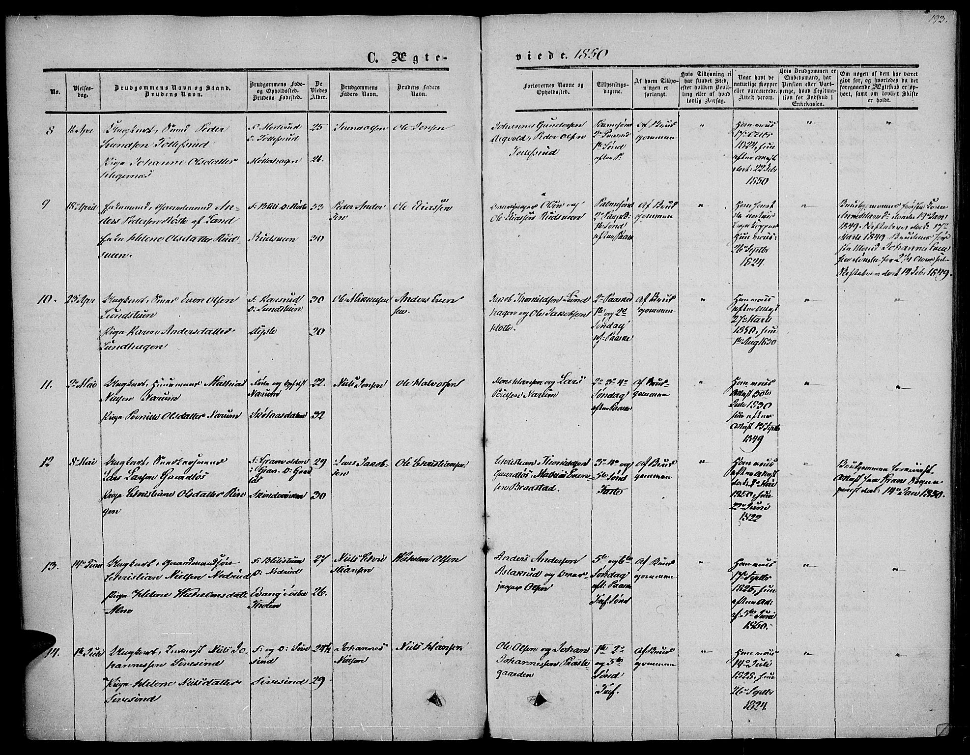 Vestre Toten prestekontor, SAH/PREST-108/H/Ha/Haa/L0005: Parish register (official) no. 5, 1850-1855, p. 193