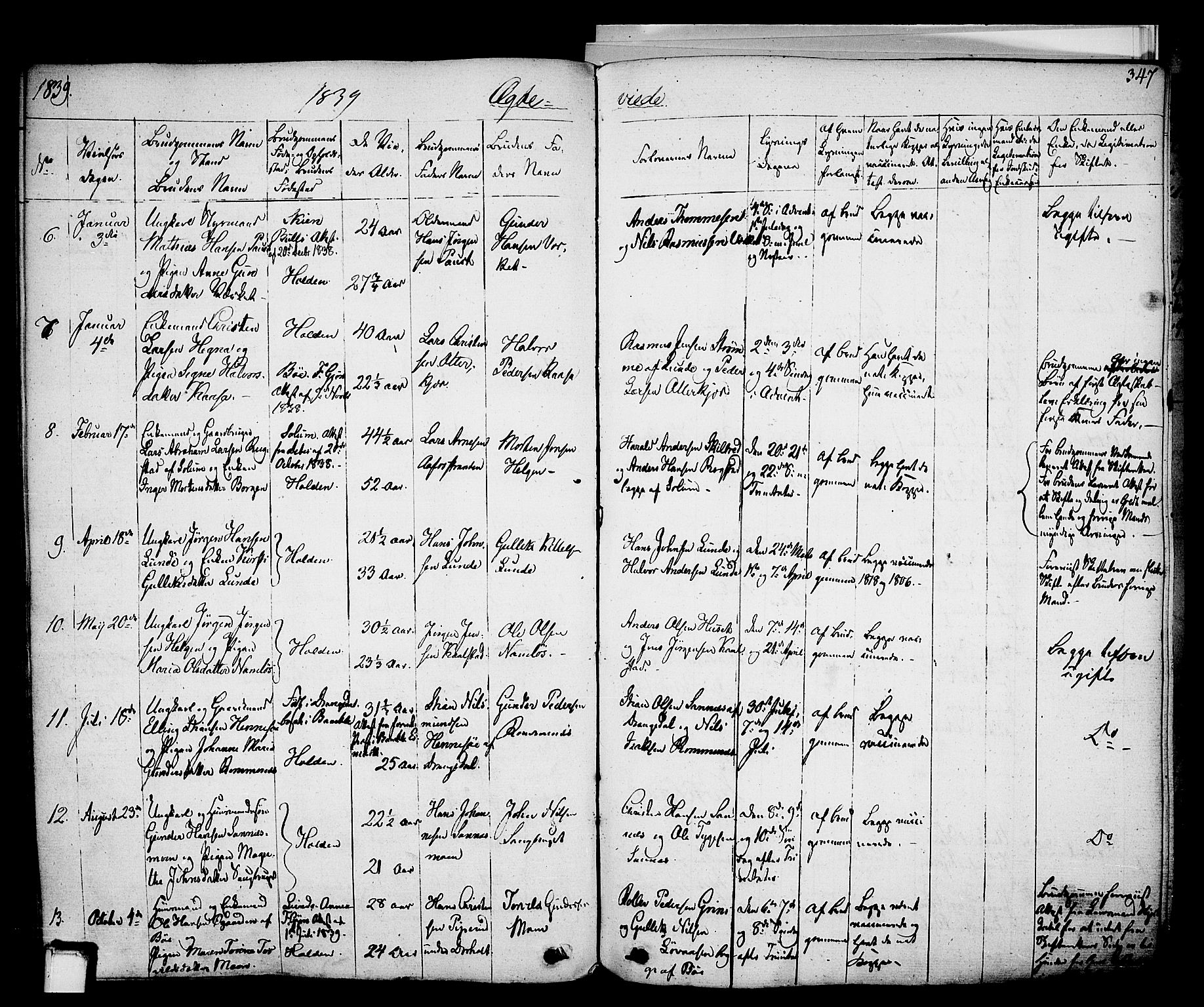 Holla kirkebøker, SAKO/A-272/F/Fa/L0004: Parish register (official) no. 4, 1830-1848, p. 347