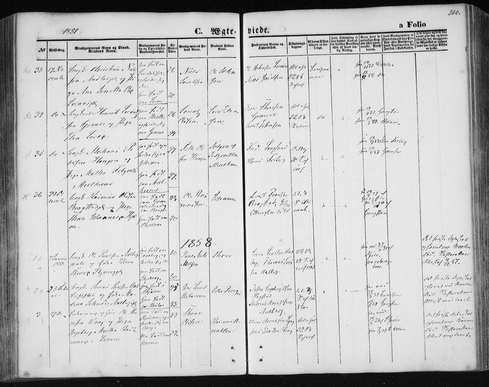 Ministerialprotokoller, klokkerbøker og fødselsregistre - Nord-Trøndelag, SAT/A-1458/730/L0283: Parish register (official) no. 730A08, 1855-1865, p. 260
