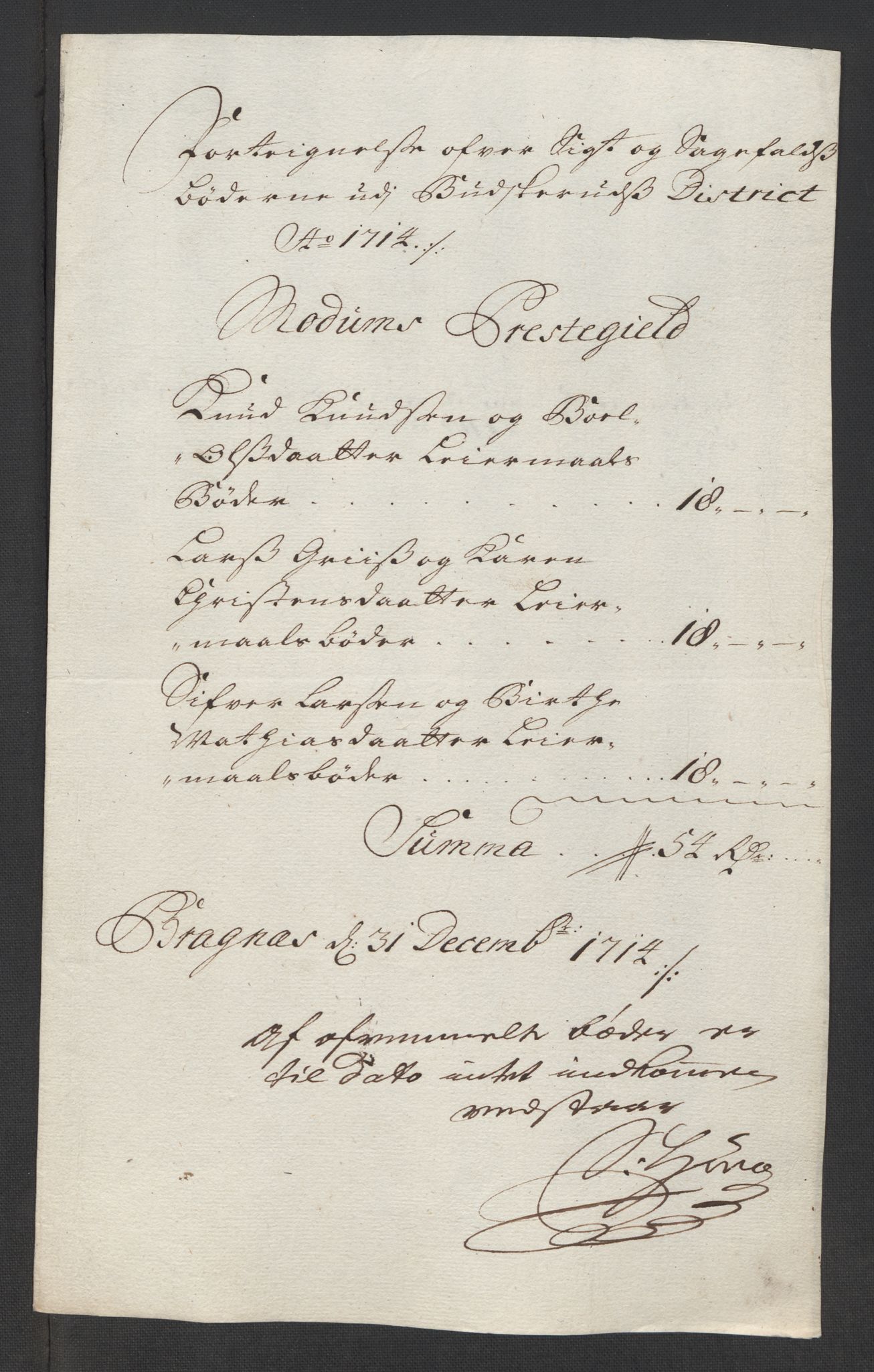 Rentekammeret inntil 1814, Reviderte regnskaper, Fogderegnskap, RA/EA-4092/R31/L1709: Fogderegnskap Hurum, Røyken, Eiker, Lier og Buskerud, 1714, p. 100