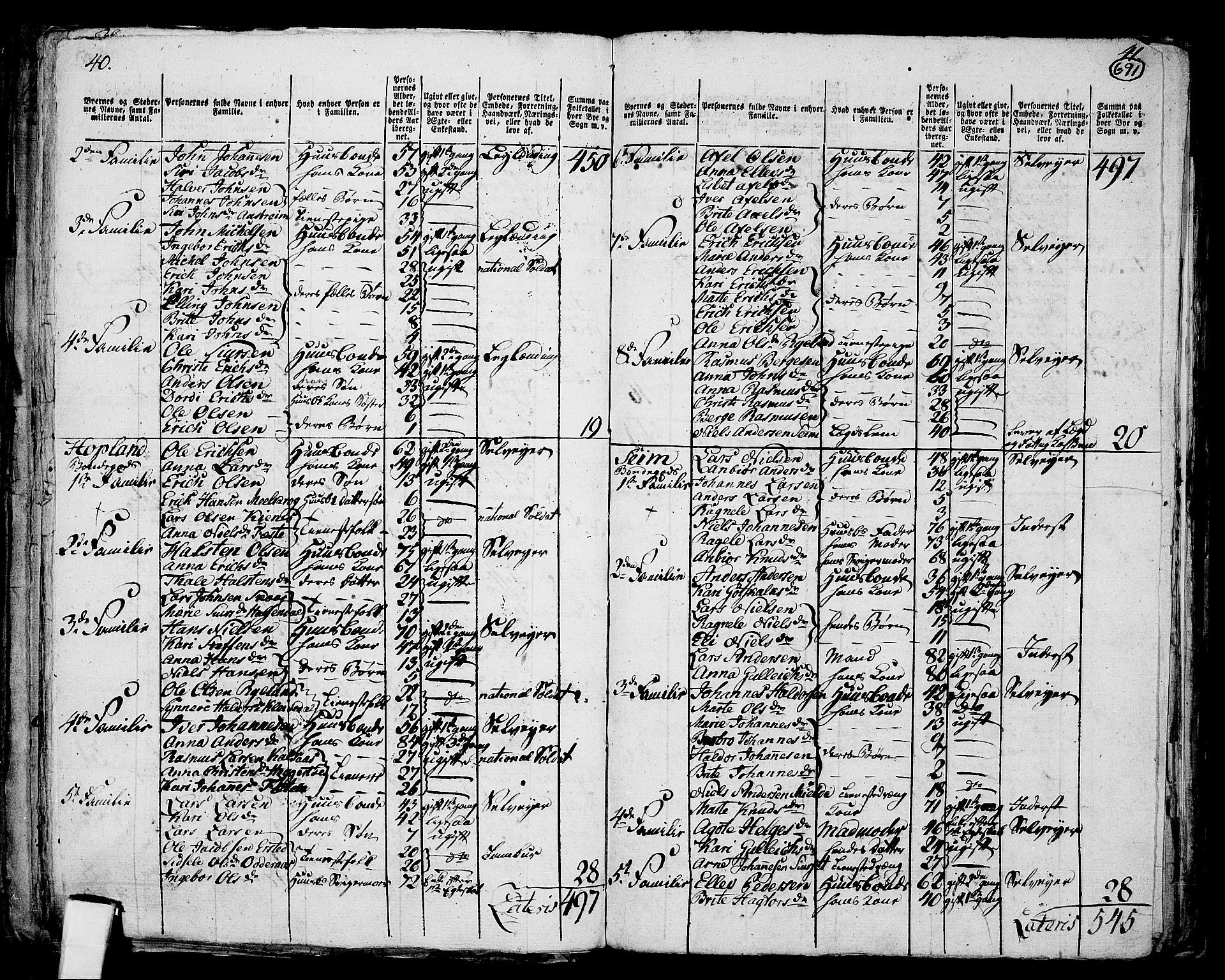 RA, 1801 census for 1253P Hosanger, 1801, p. 690b-691a