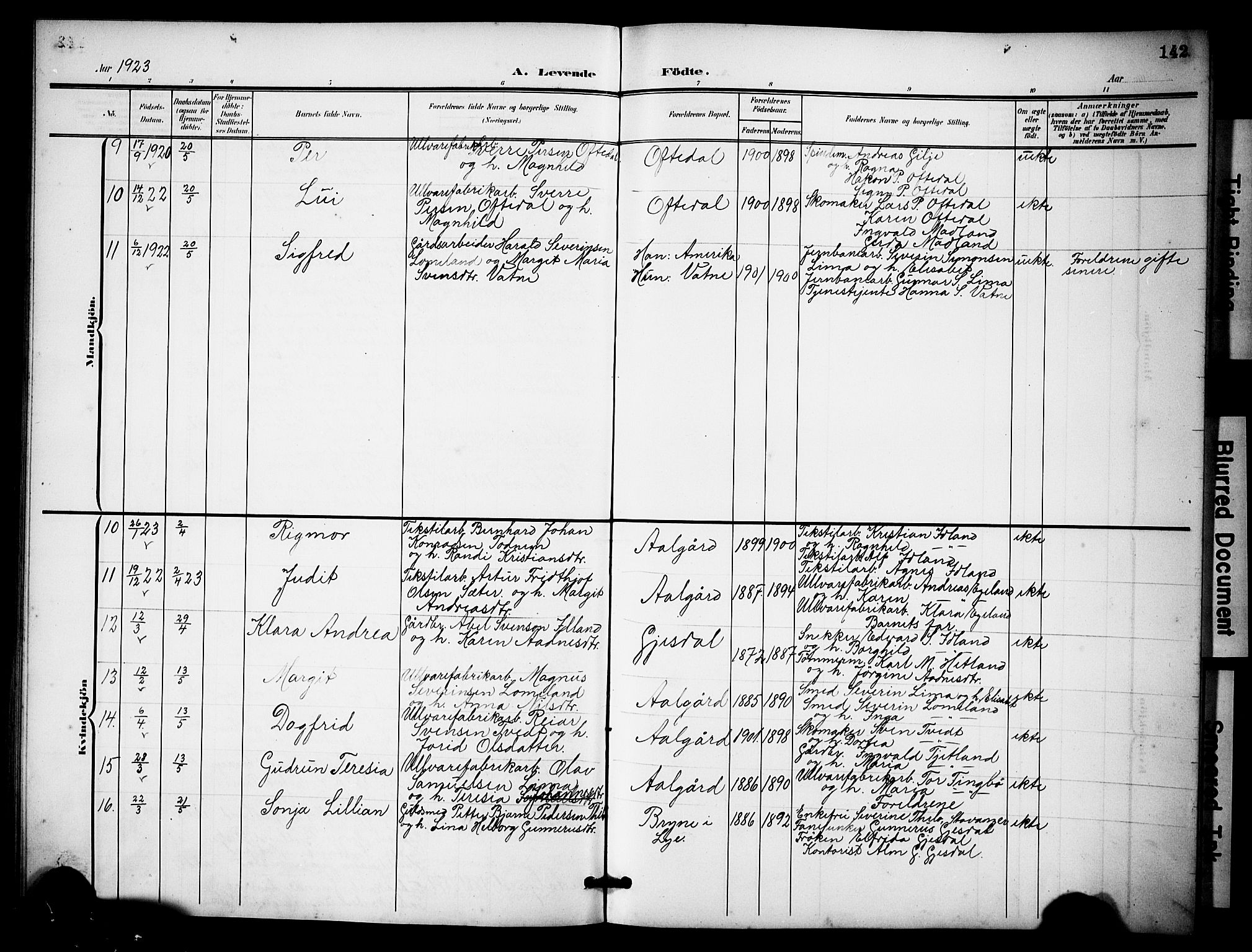 Lye sokneprestkontor, AV/SAST-A-101794/001/30BB/L0009: Parish register (copy) no. B 9, 1902-1923, p. 142