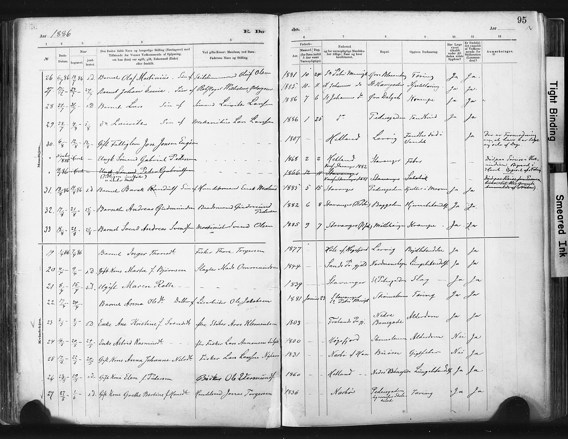St. Johannes sokneprestkontor, SAST/A-101814/001/30/30BA/L0003: Parish register (official) no. A 3, 1885-1910, p. 95