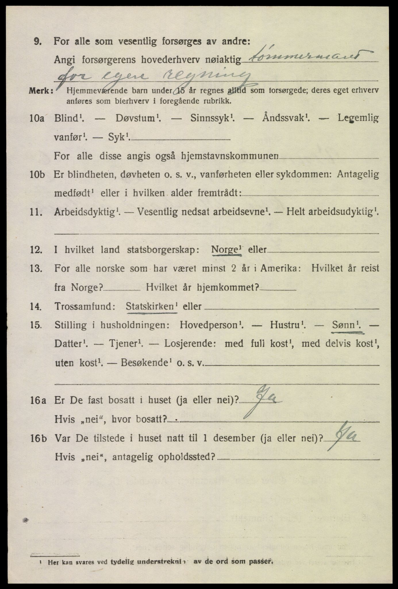 SAK, 1920 census for Vennesla, 1920, p. 4487