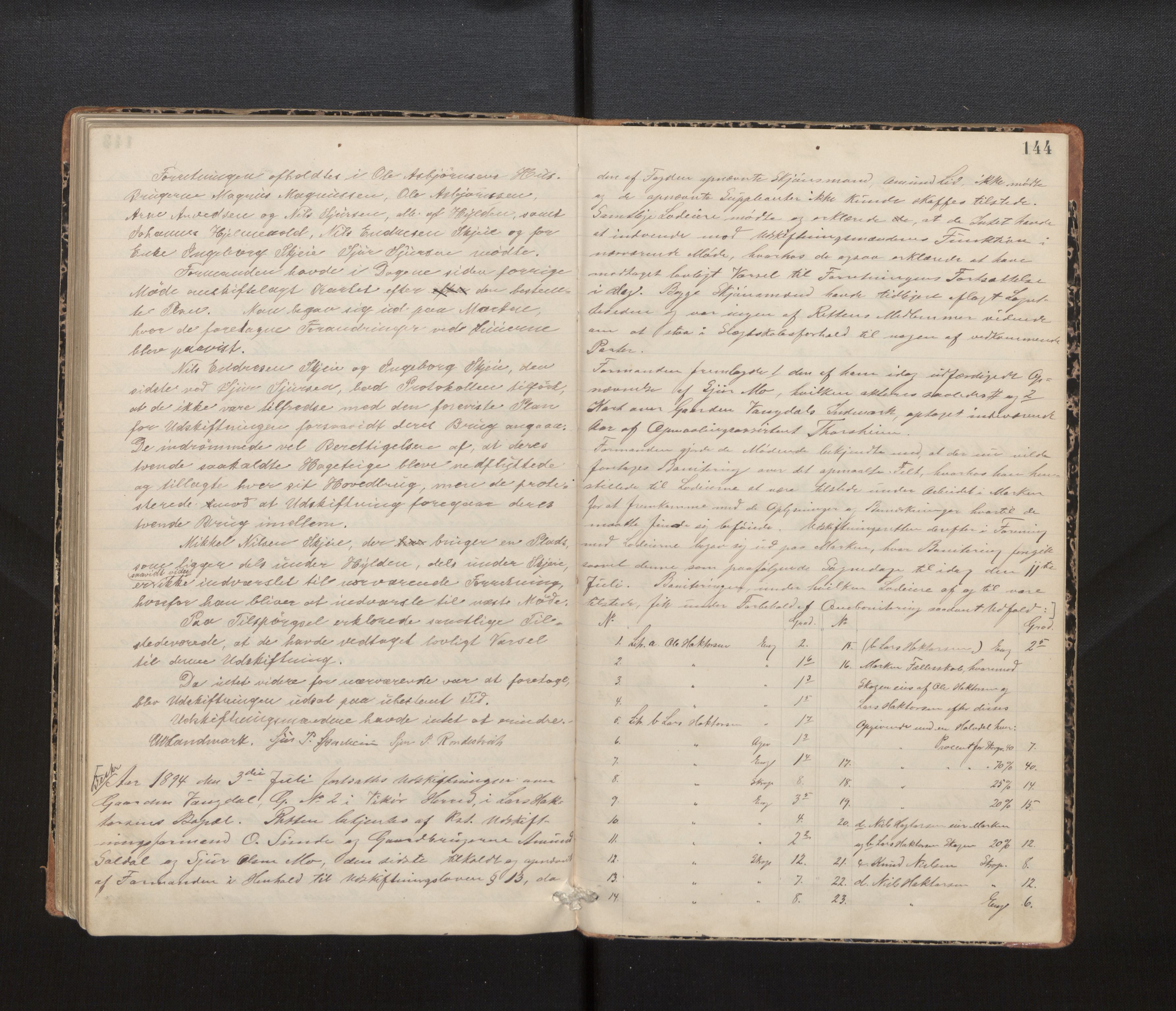 Hordaland jordskiftedøme - IV Hardanger jordskiftedistrikt, AV/SAB-A-7101/A/Aa/L0013: Forhandlingsprotokoll, 1890-1894, p. 143b-144a